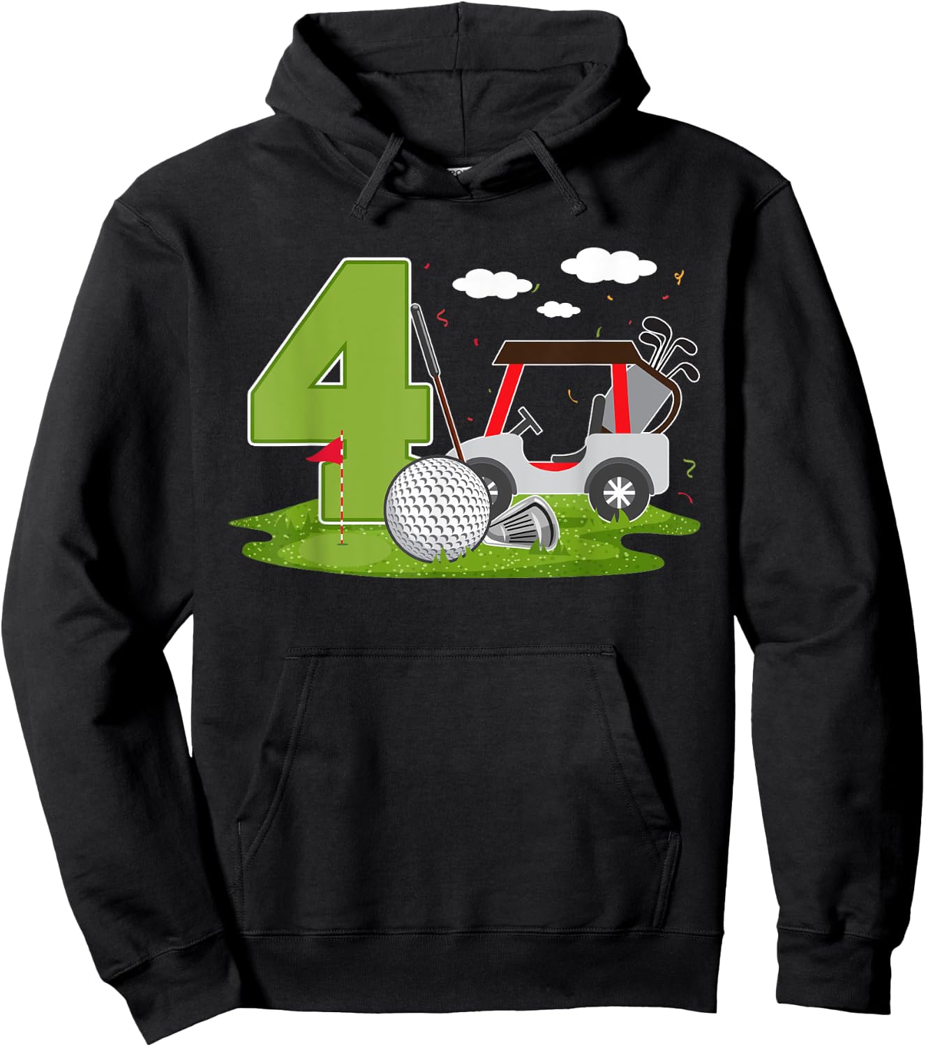 4th Birthday Golf 4 Years Old Birthday Party Golfer Hoodie - Hoodie | Black