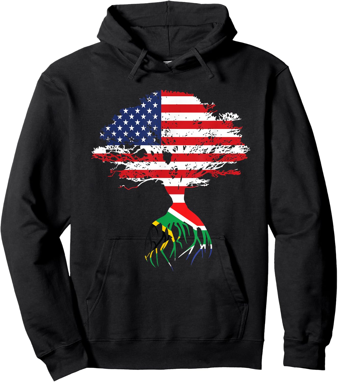 South African Roots American Flag South Africa Gifts Hoodie - Hoodie | Black