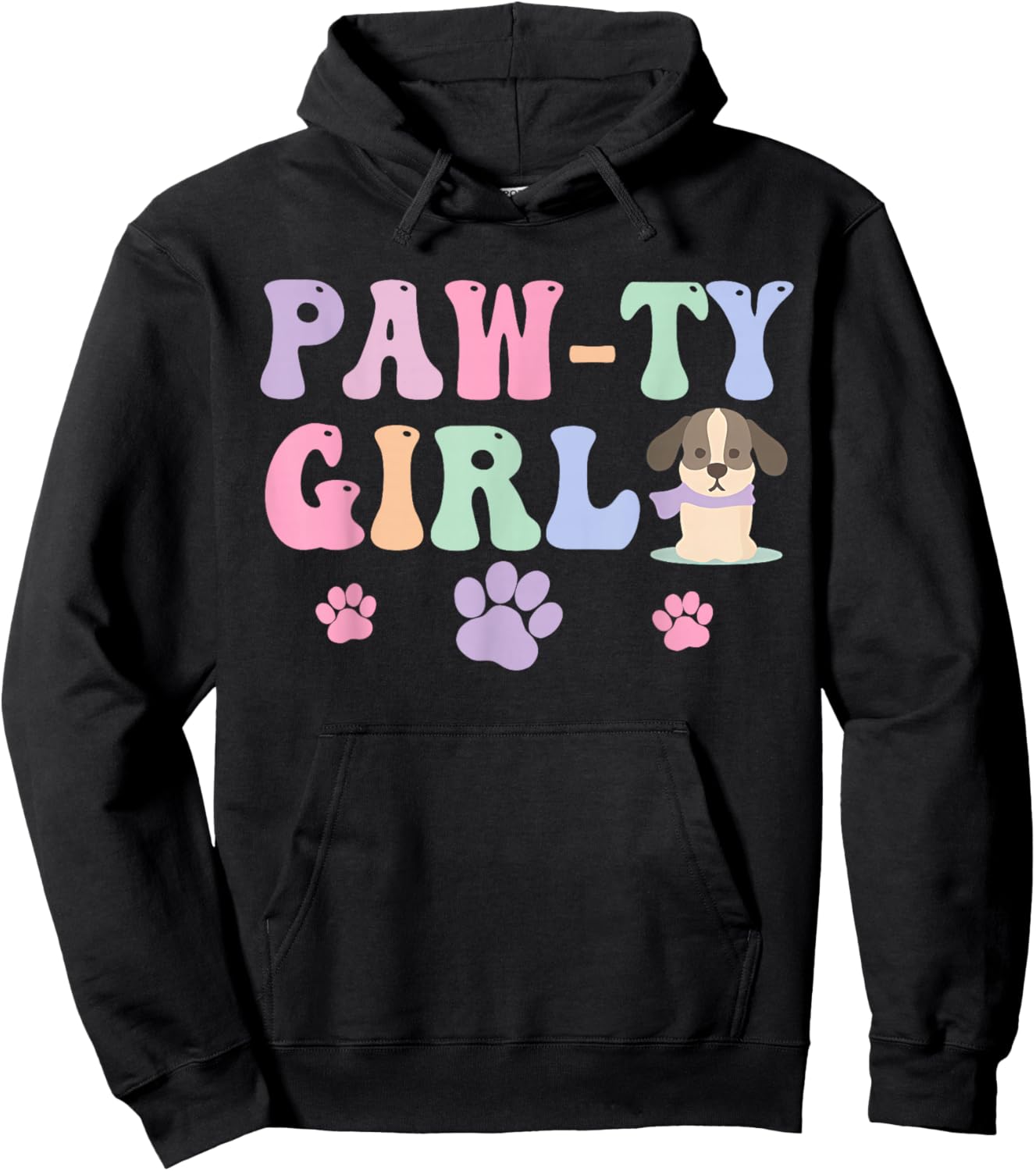 Let's Pawty Girl Birthday Puppy Dog Party Girl Kids Birthday Hoodie - Hoodie | Black