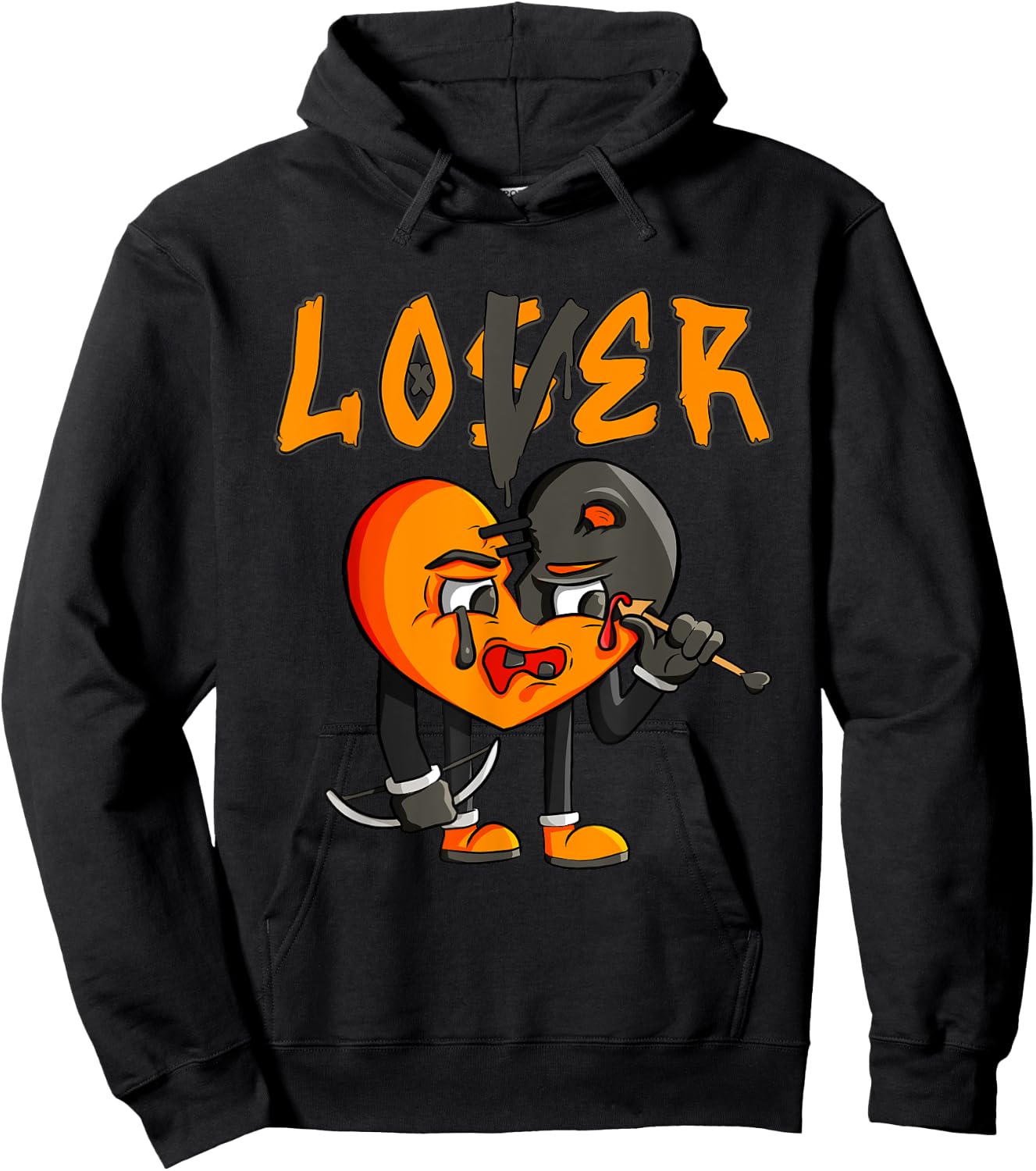 Graphic Orange Women Matching Loser Lover Drip Hoodie - Hoodie | Black