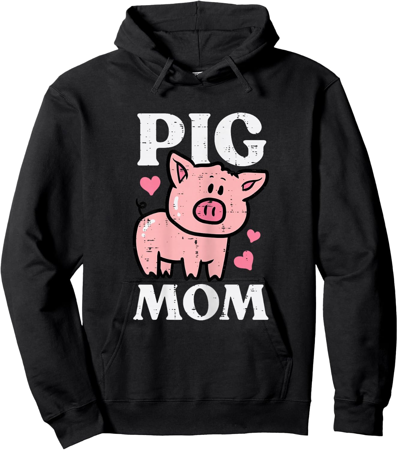 Pig Mom Funny Hog Farmer Swine Mothers Day Farm Mama Women Hoodie - Hoodie | Black