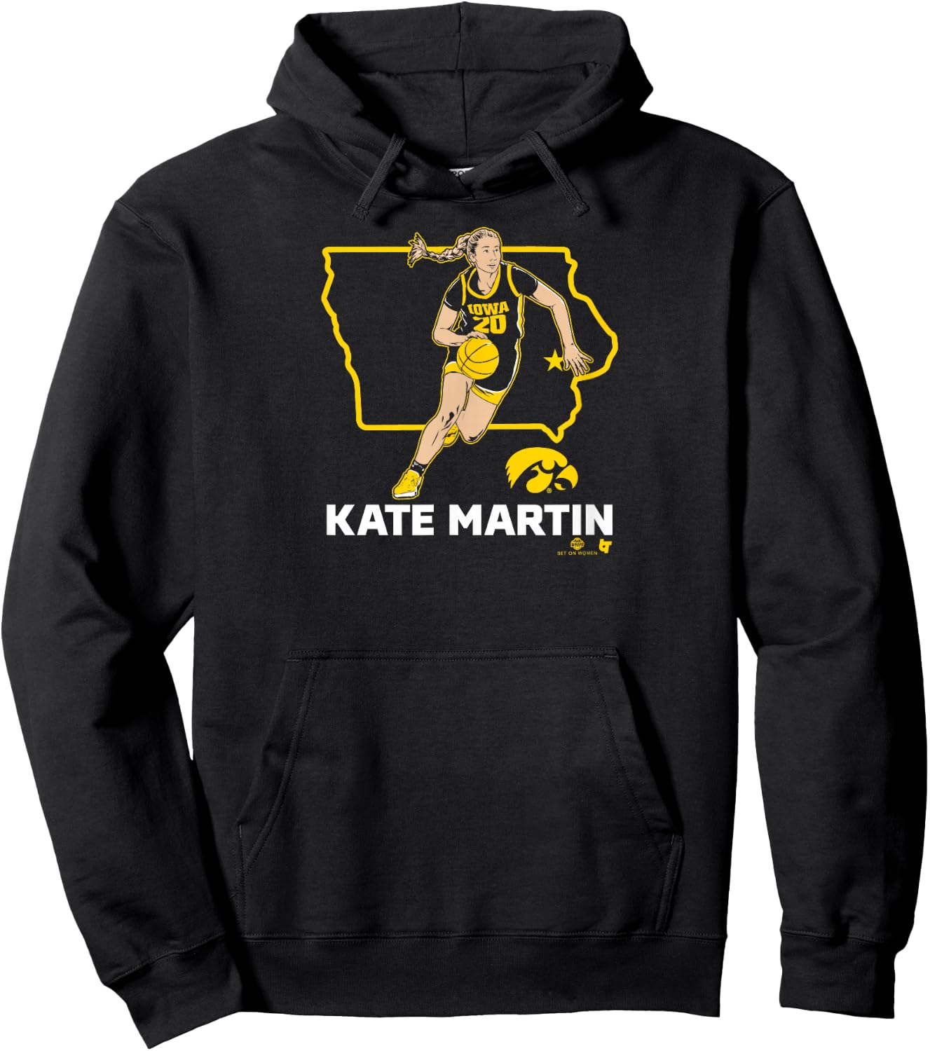 Kate Martin: State Star - Iowa Basketball Hoodie - Hoodie | Black
