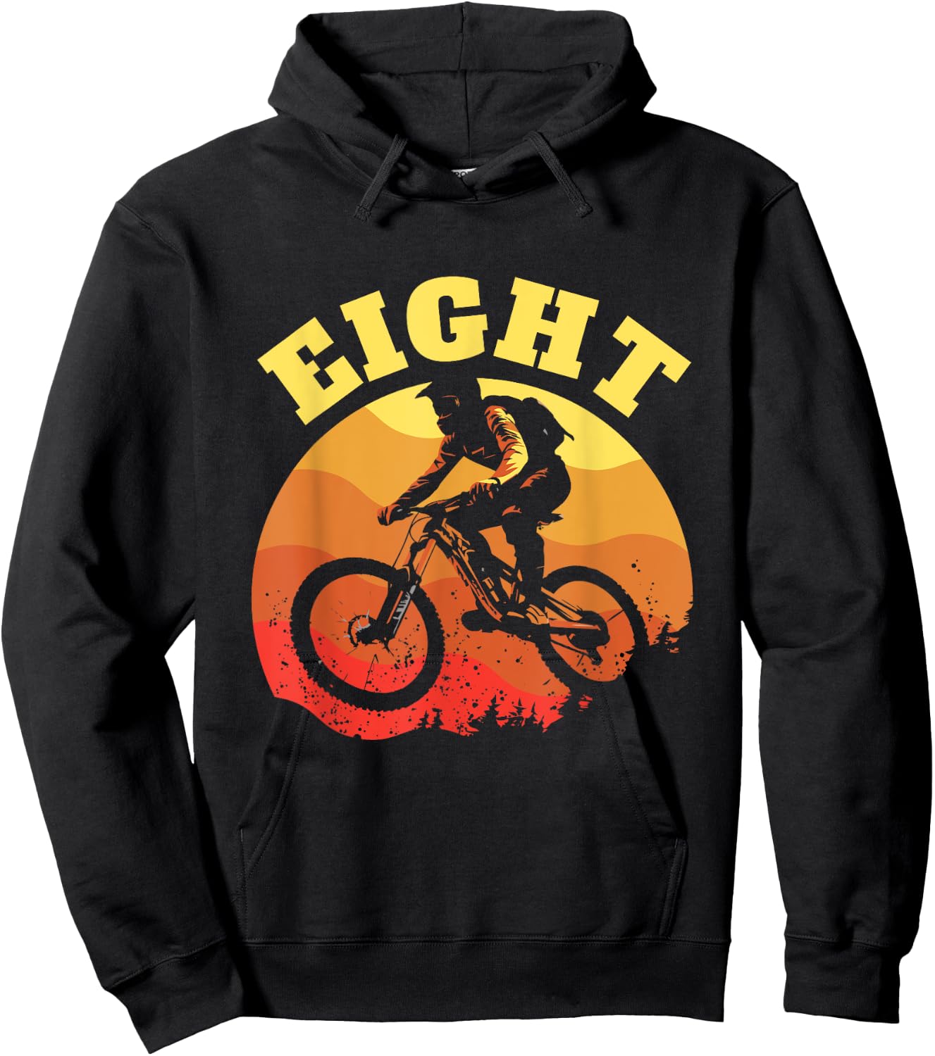 Turning 8 Mountain Bike Theme BMX Lover 8th Birthday Vibes Hoodie - Hoodie | Black