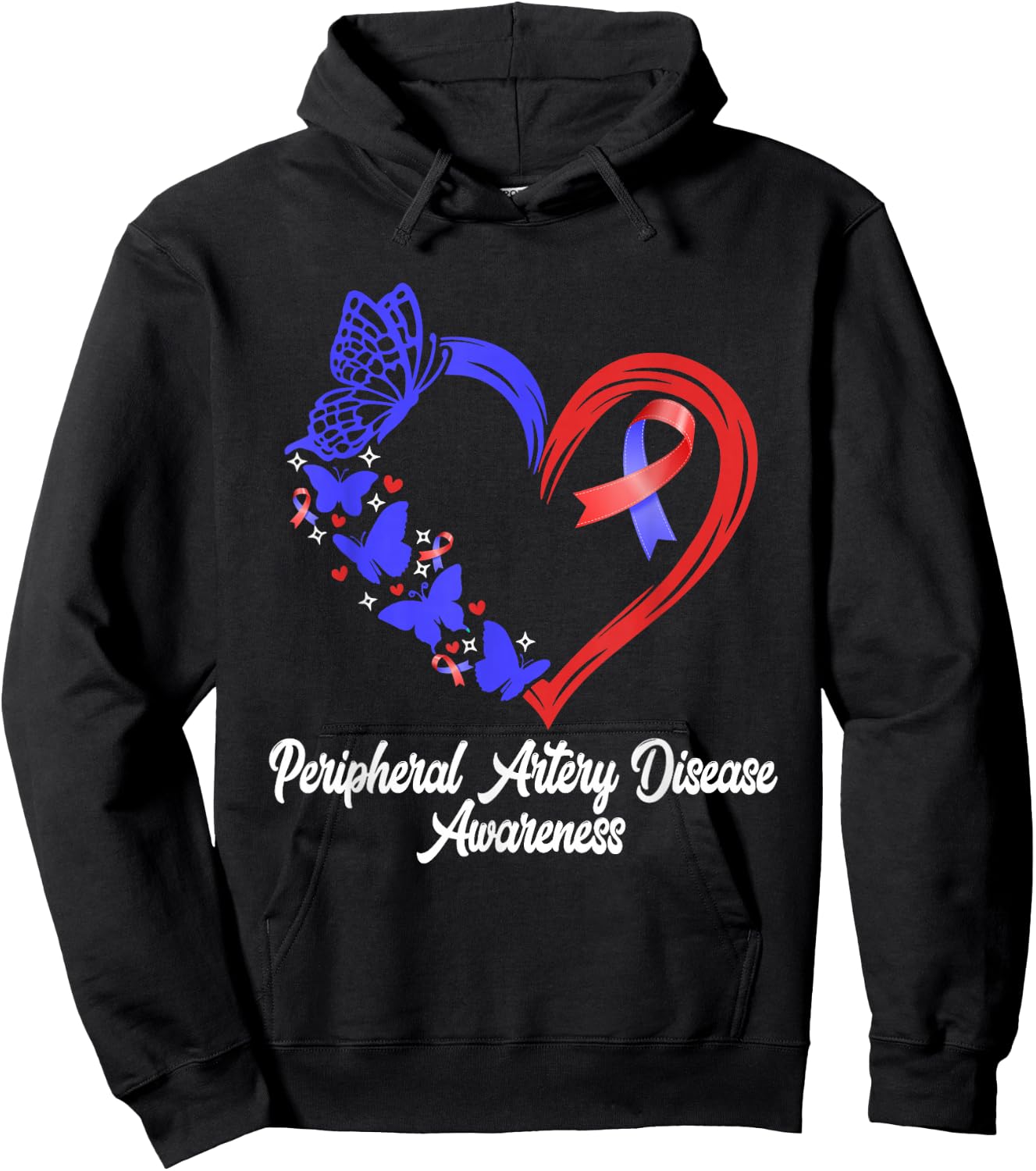 Peripheral Artery Disease Awareness Heart PAD Awareness Hoodie - Hoodie | Black