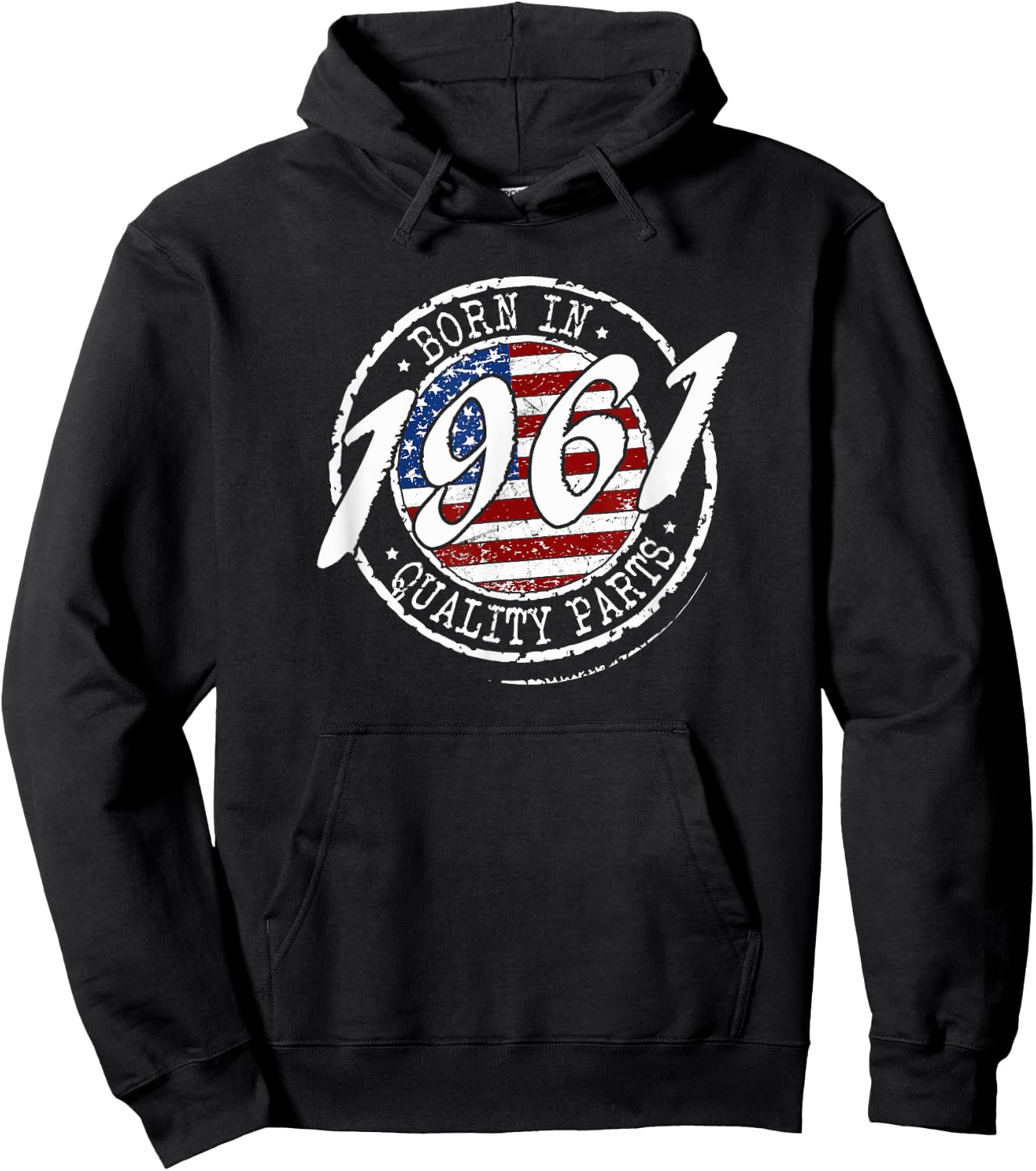 Born In 1961 Birthday, Vintage Flag Born In 1961 Birthday Hoodie - Hoodie | Black