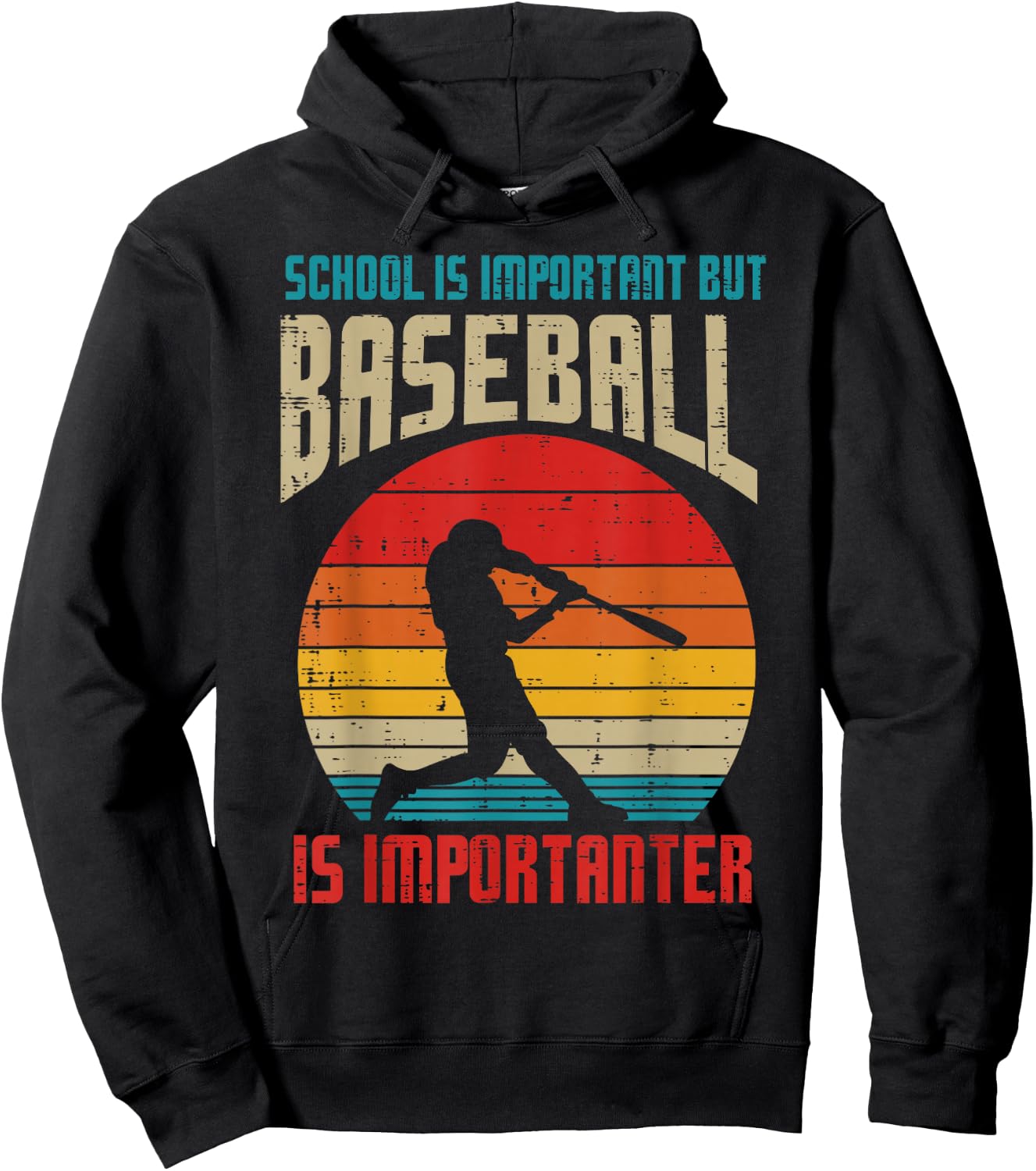 School Is Important Baseball Importanter Funny Player Boys Hoodie - Hoodie | Black