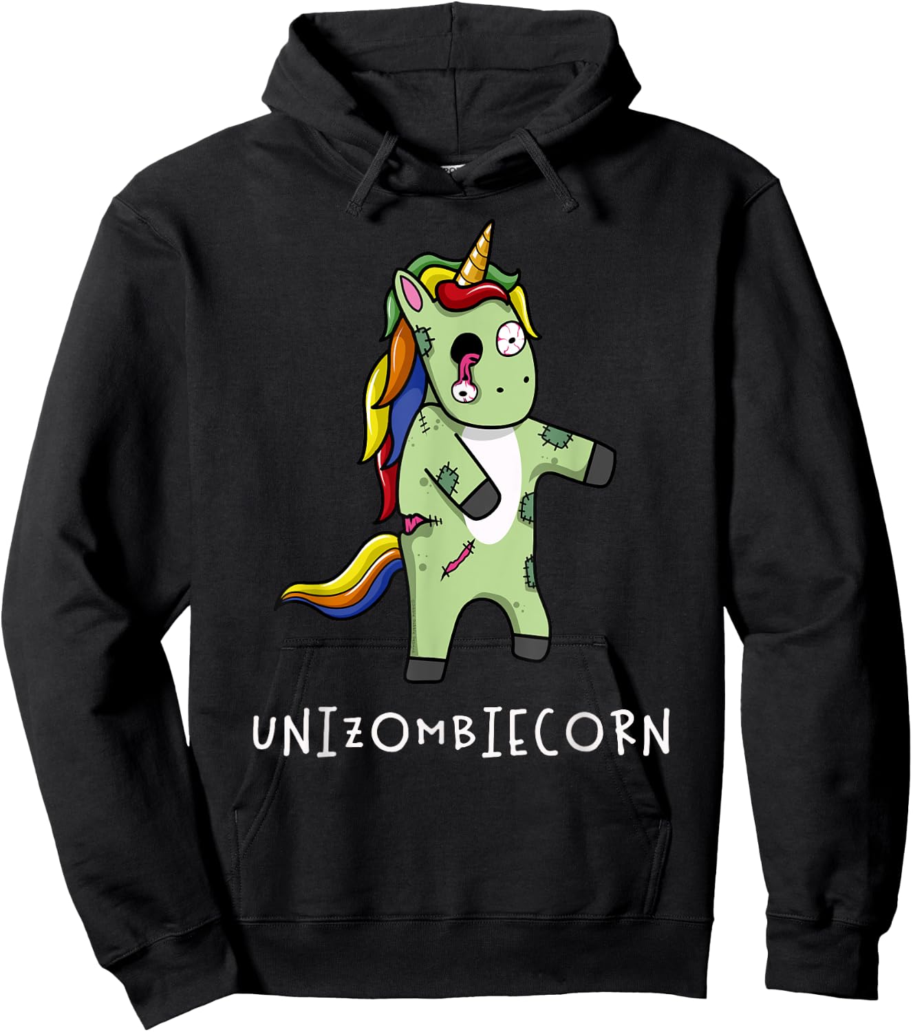Cute and Funny Rainbow Unicorn Zombie Halloween Hoodie - Hoodie | Black