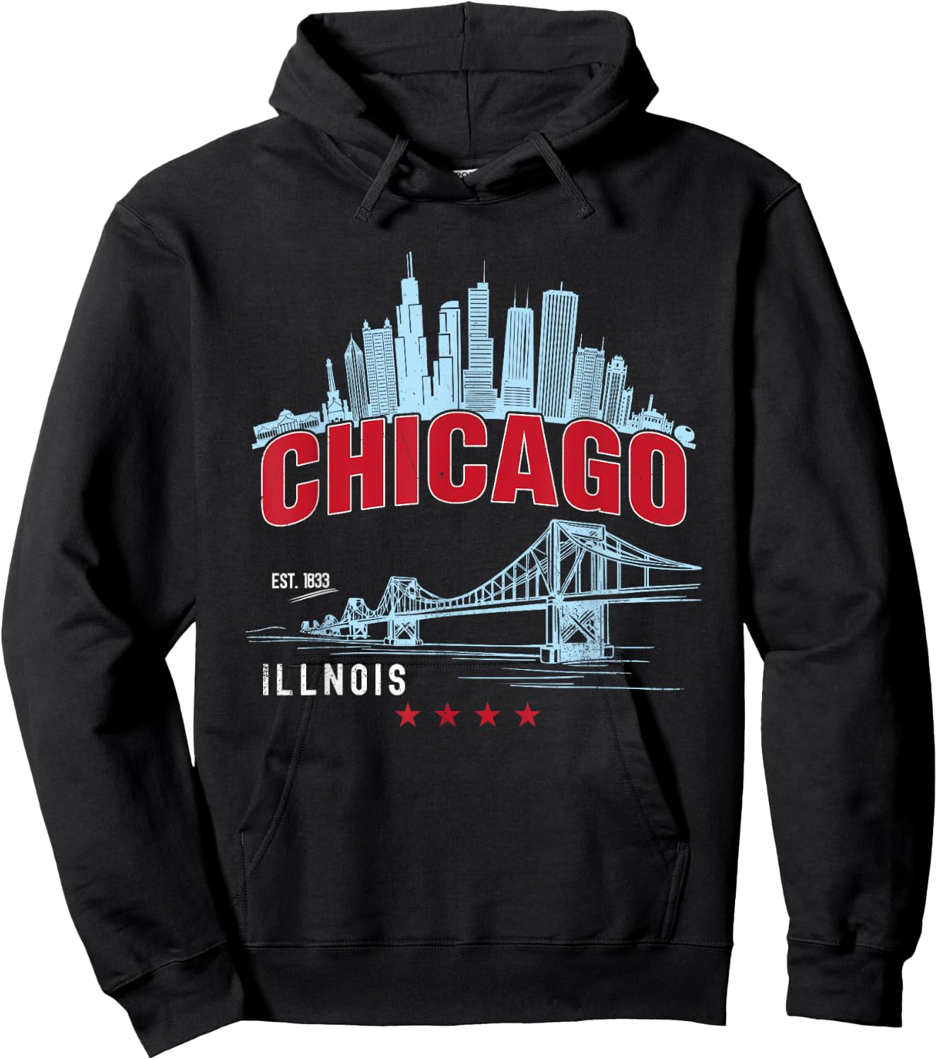 The Windy City | Vintage Chicago Illinois est. 1833 Hoodie - Hoodie | Black