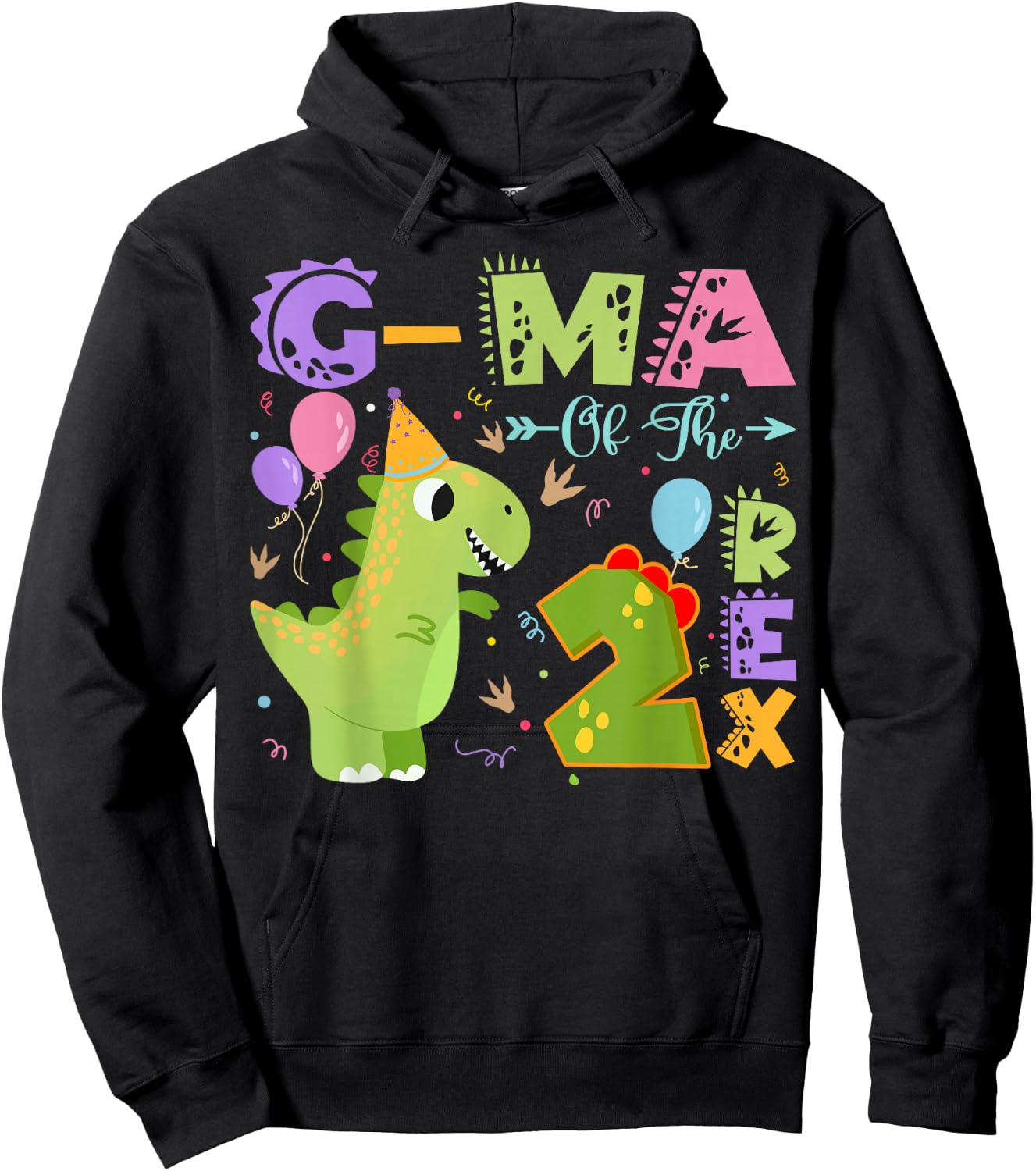 G-ma Of The Two Rex 2Nd Birthday Dinosaur Party Hoodie - Hoodie | Black