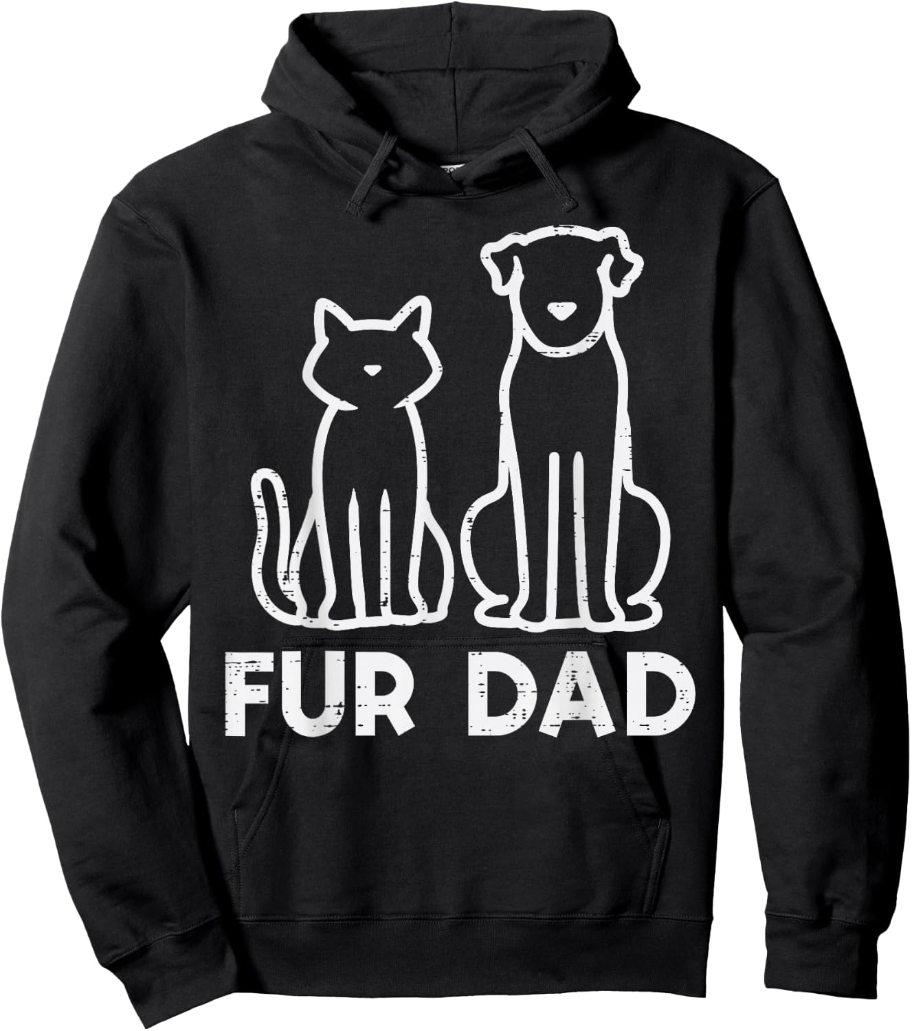 Fathers Day Fur Dad Cat Dog Cute Paw Daddy Papa Dada Pet Men Hoodie - Hoodie | Black