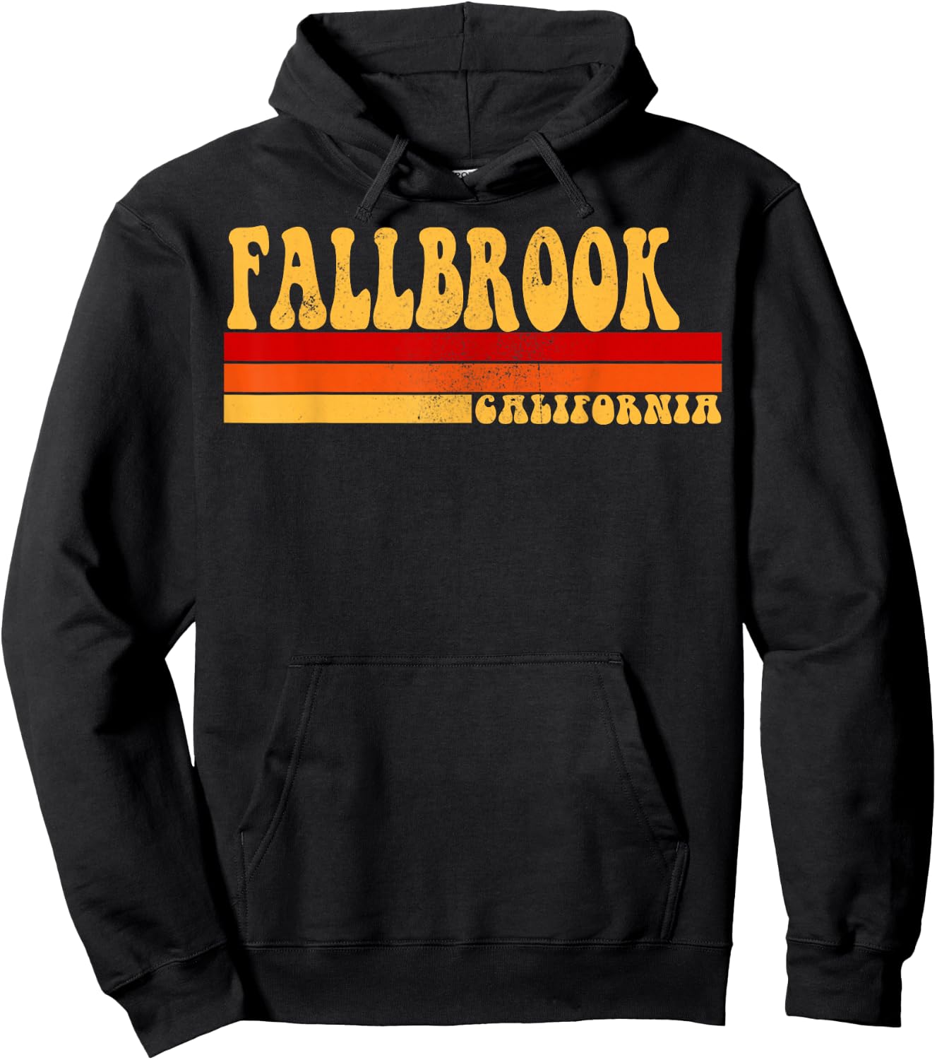 FALLBROOK California City Vintage Roots Retro Design 70s 80s Hoodie - Hoodie | Black