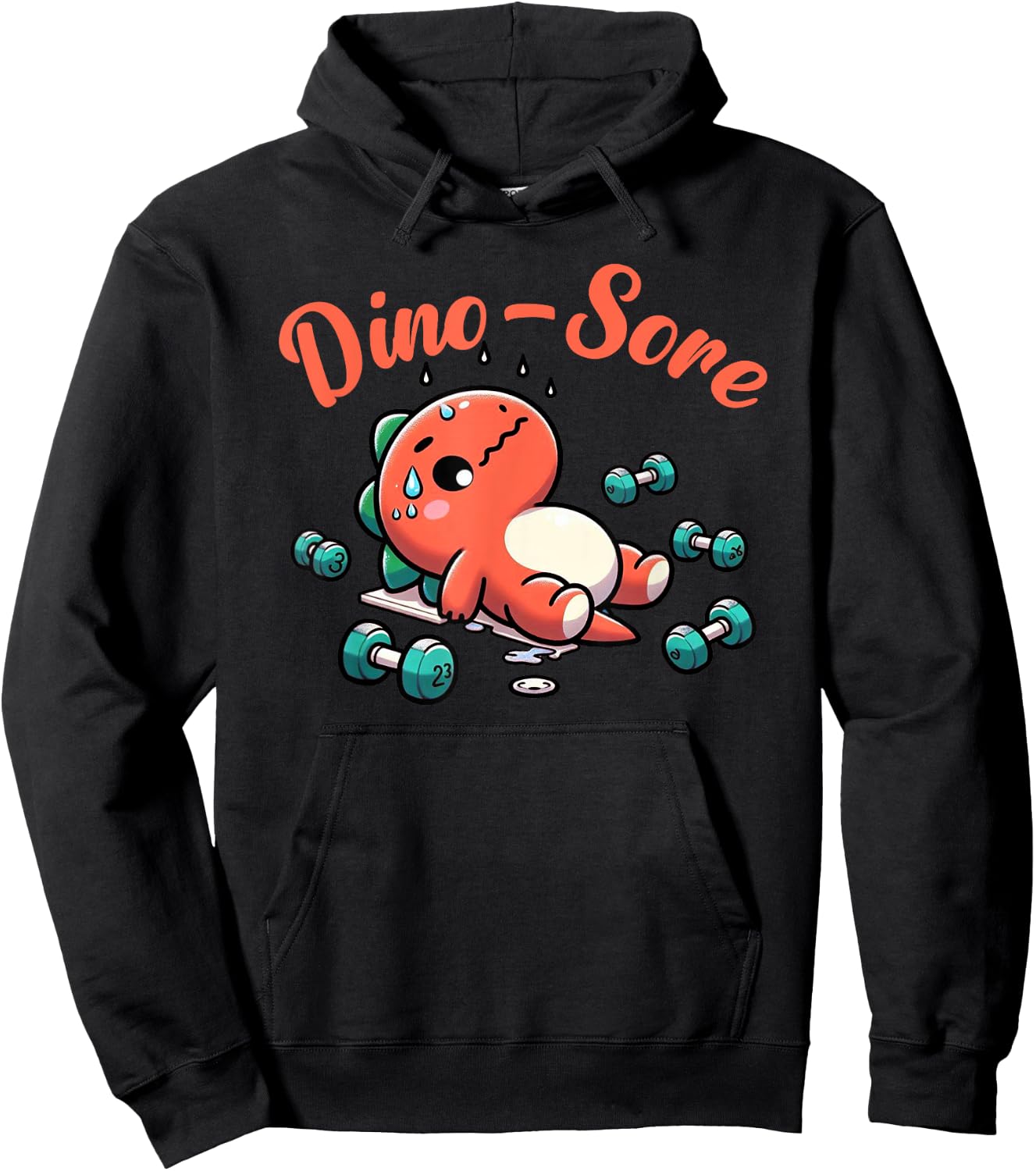 Dino-Sore Cute Dinosaur Workout Gym Fitness Motivation Hoodie - Hoodie | Black