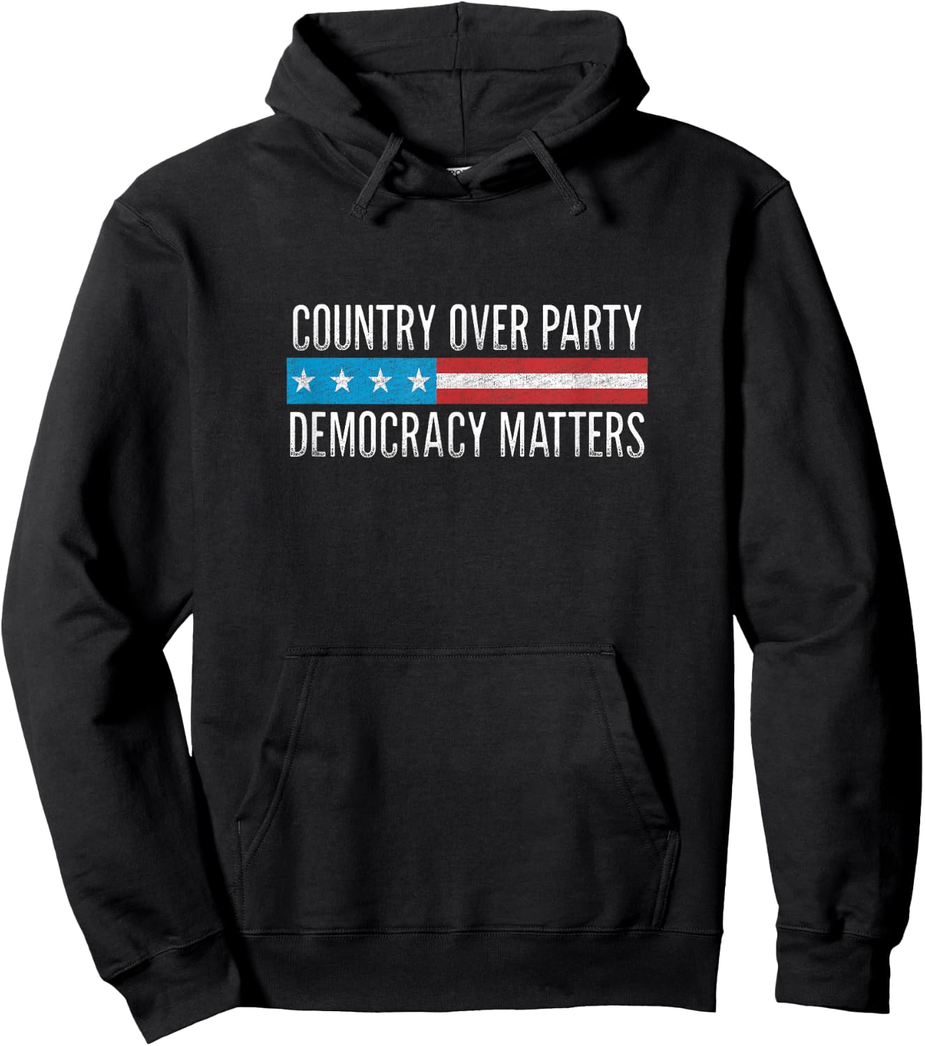 Country Over Party - Democracy Matters - Vintage Style Hoodie - Hoodie | Black