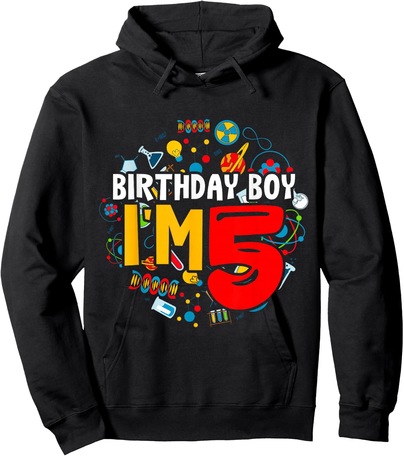 Kids Birthday Boy I'm 5 Years Old Gifts Toddler 5th Birthday Hoodie - Hoodie | Black