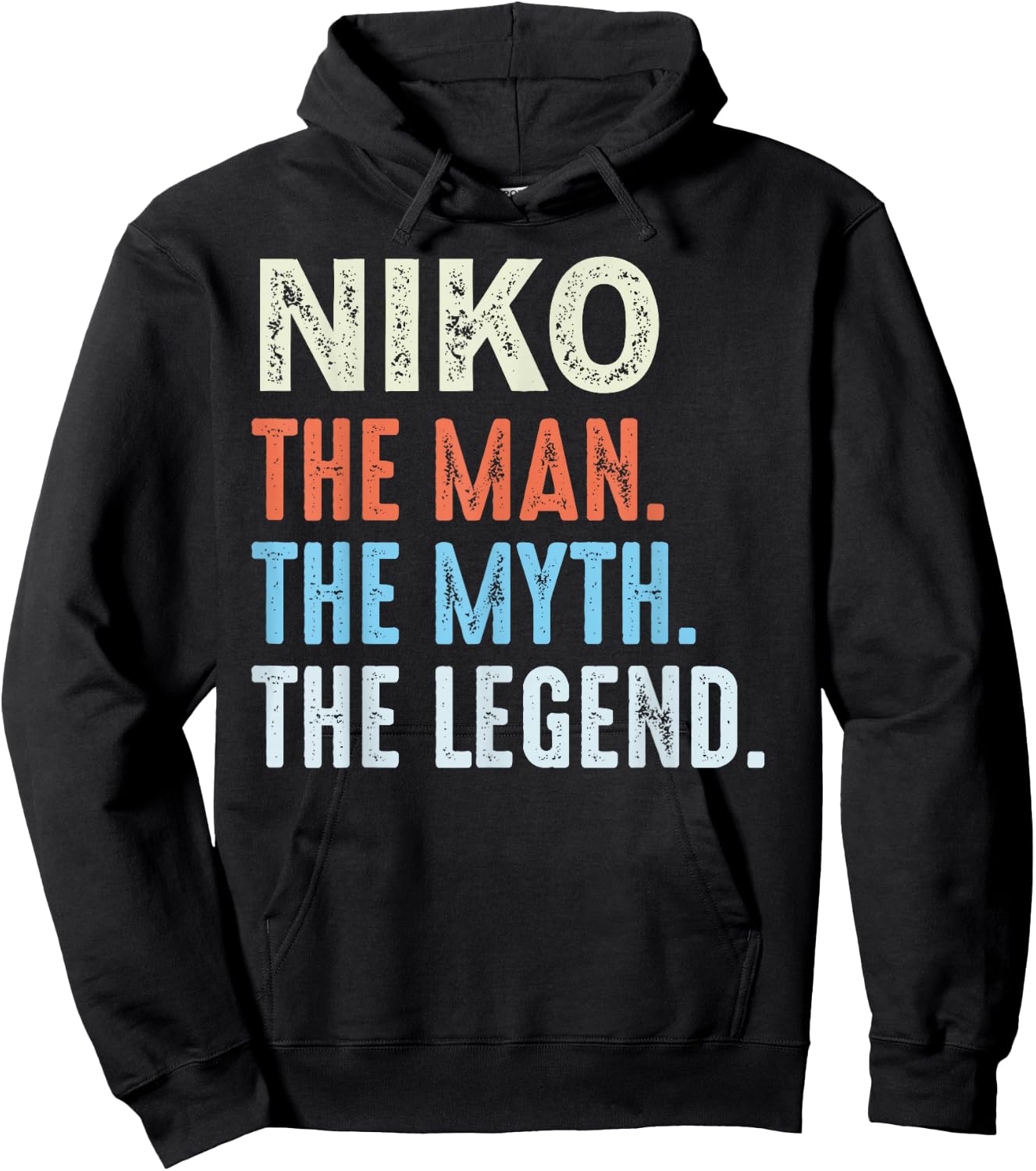 LUXETHREADS Men's Niko The Legend Name Personalized Cute Idea Men Vintage Niko , Small, Black Hoodie - Hoodie | Black