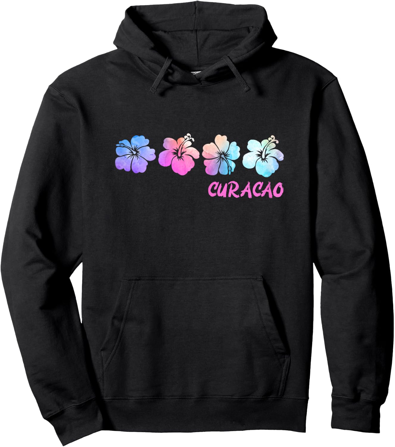 Curacao Beach Vacation Hibiscus Tropical Flowers Hoodie - Hoodie | Black