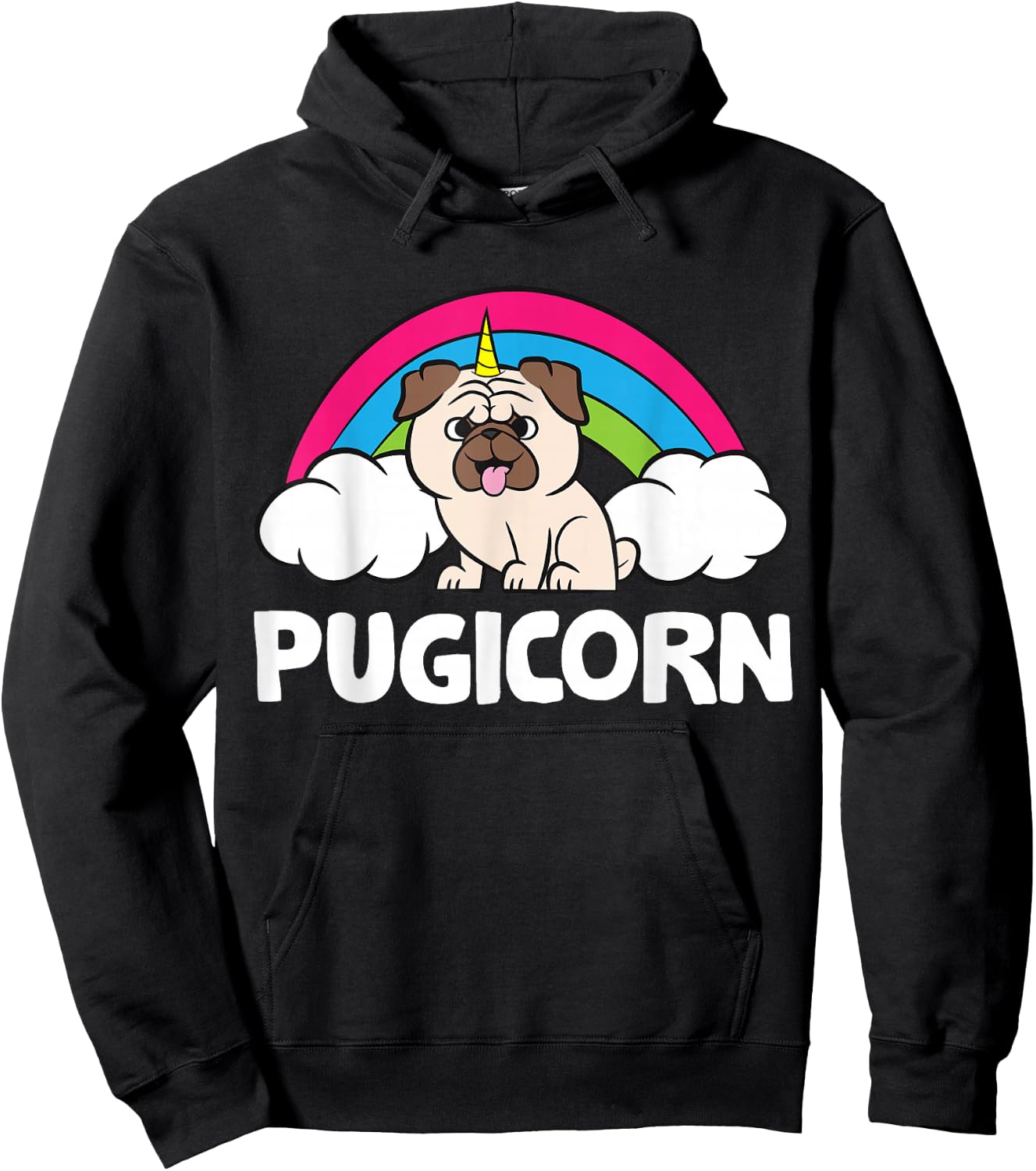 Pugicorn Funny Unicorn Pug Dog Hoodie - Hoodie | Black