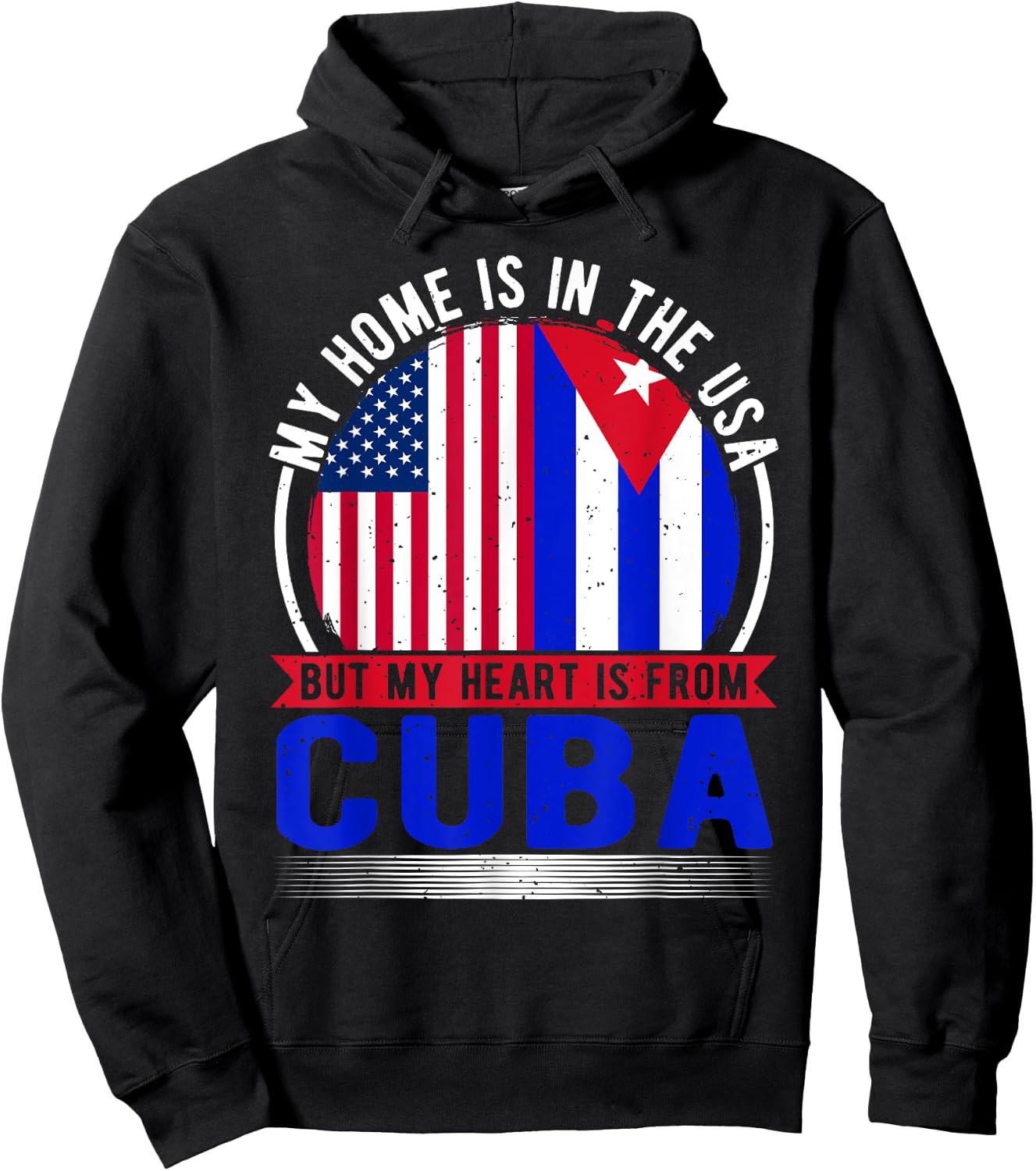 US Flag, USA & Cuba Roots, Cuban Flag Hoodie - Hoodie | Black