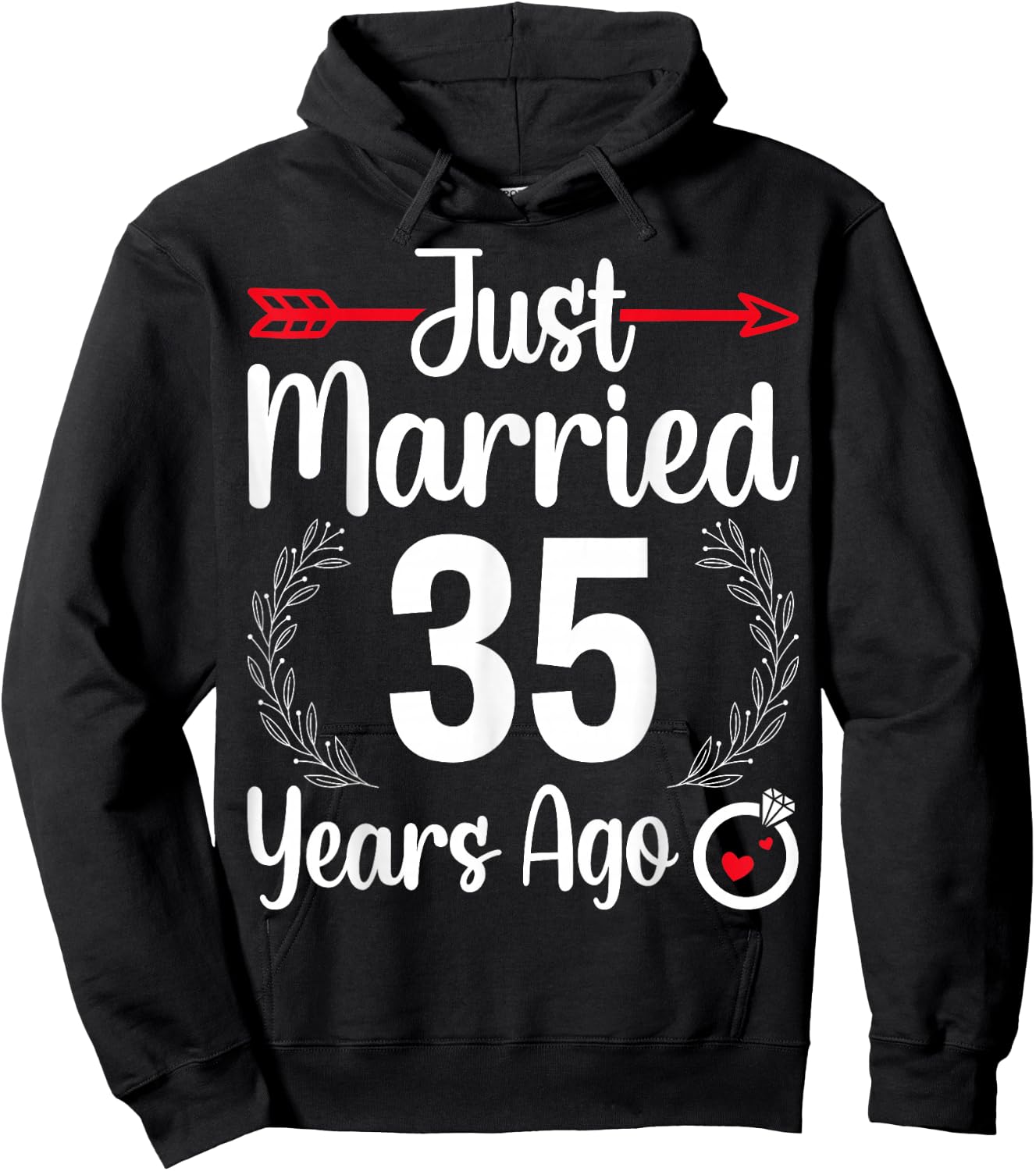 Just Married 35 Years Ago - Husband Wife 35th Anniversary Hoodie - Hoodie | Black