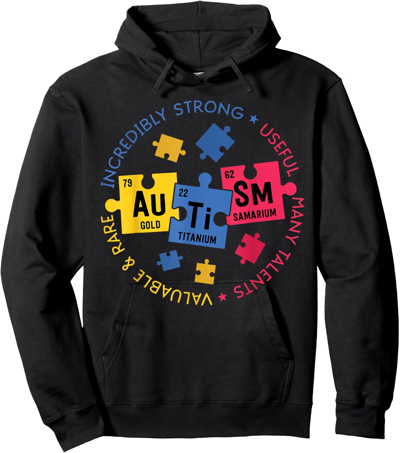 Autism Awareness Shirt Periodic Puzzle Science Teacher Gift Men Women Kids Hoodie - Hoodie | Black