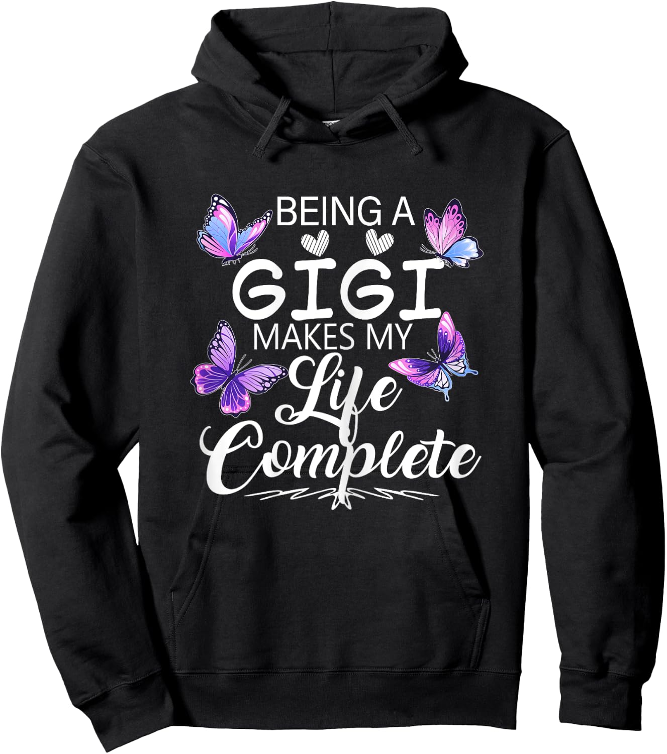 Being A Gigi Makes My Life Complete Butterflies Hoodie - Hoodie | Black