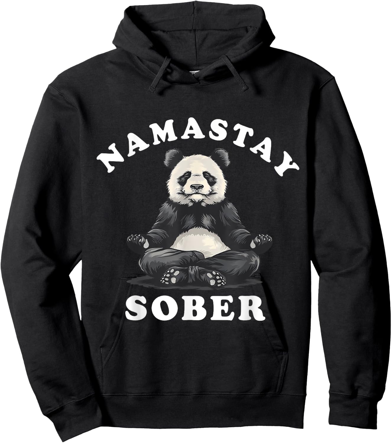 Namastay Sober Bear NA AA Alcoholics Anonymous Buddha Hoodie - Hoodie | Black