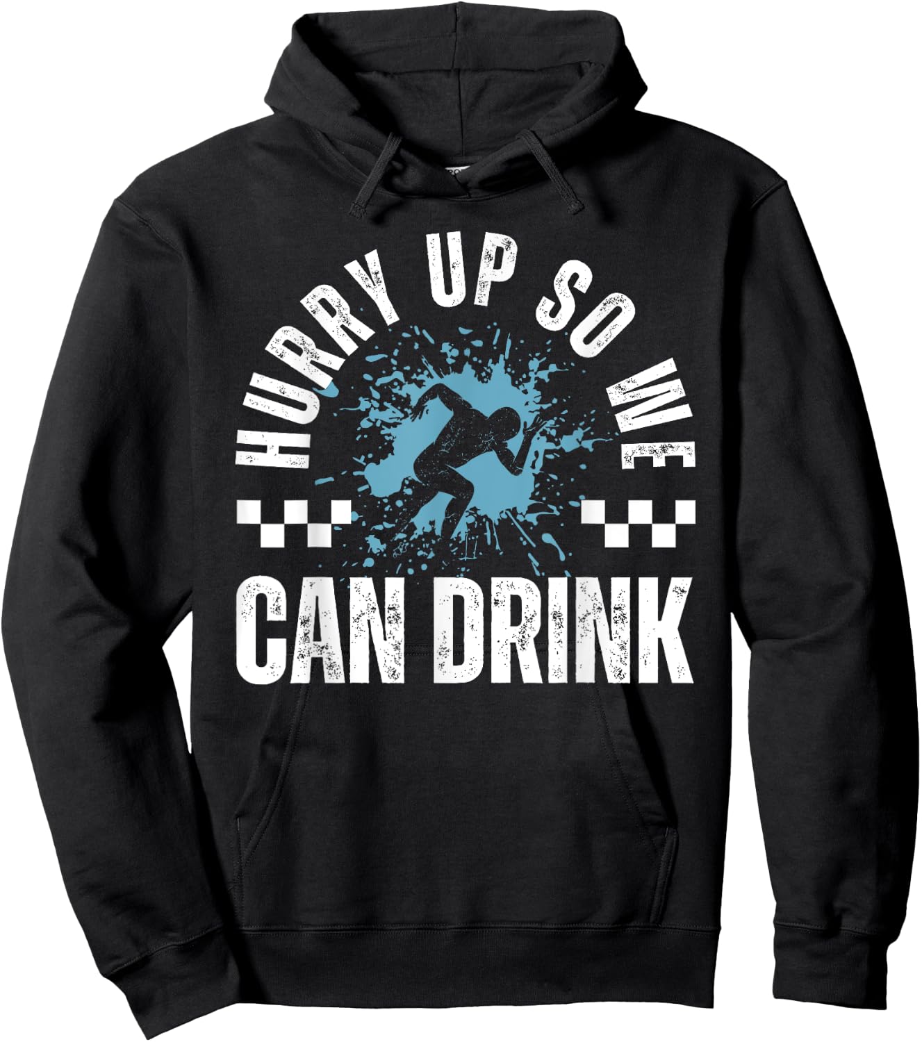 Vintage Hurry Up So We Can Drink Marathon Running Hoodie - Hoodie | Black