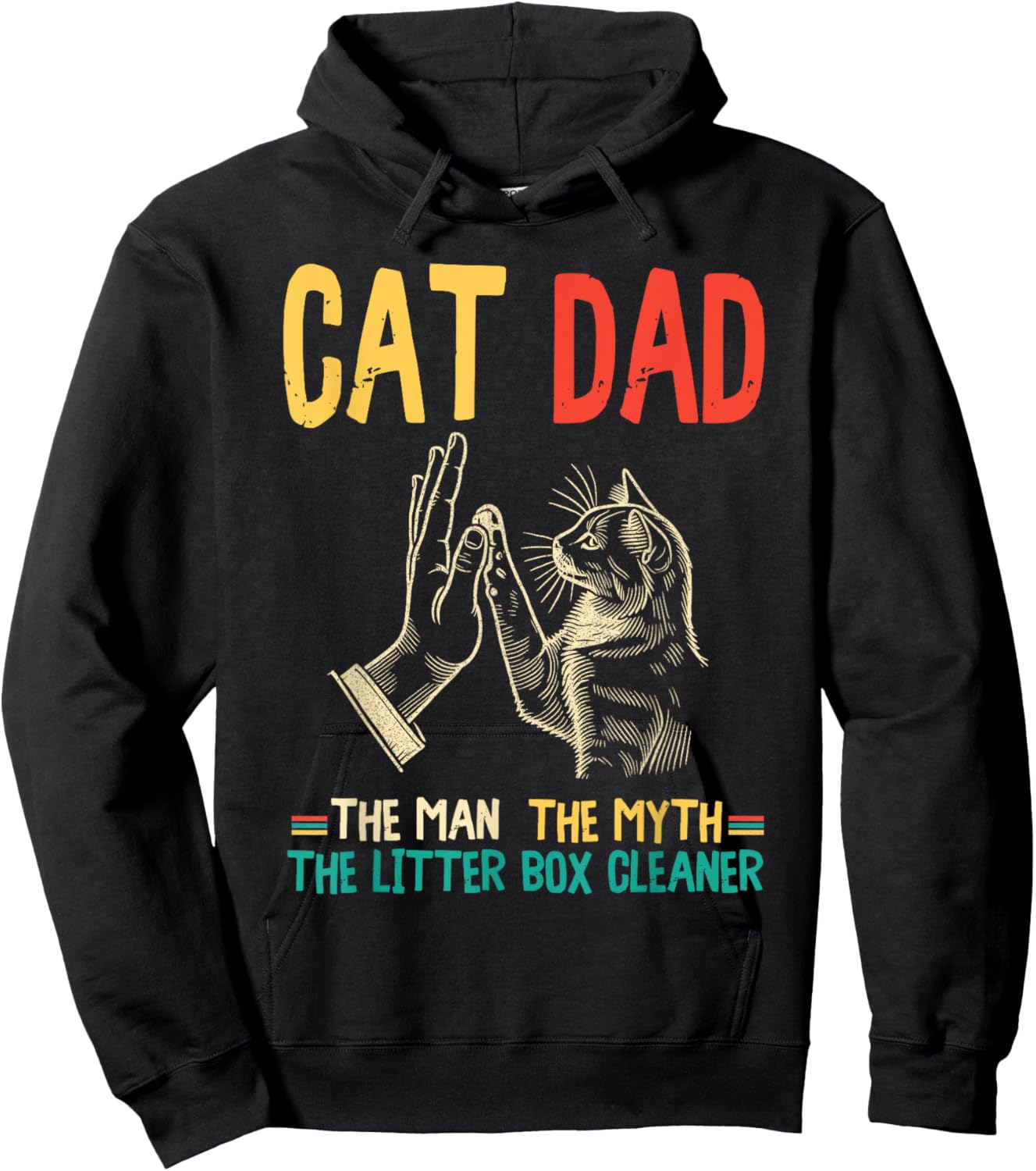 Cat Dad The Man The Myth The Box Cleaner Father's Day Retro Hoodie - Hoodie | Black