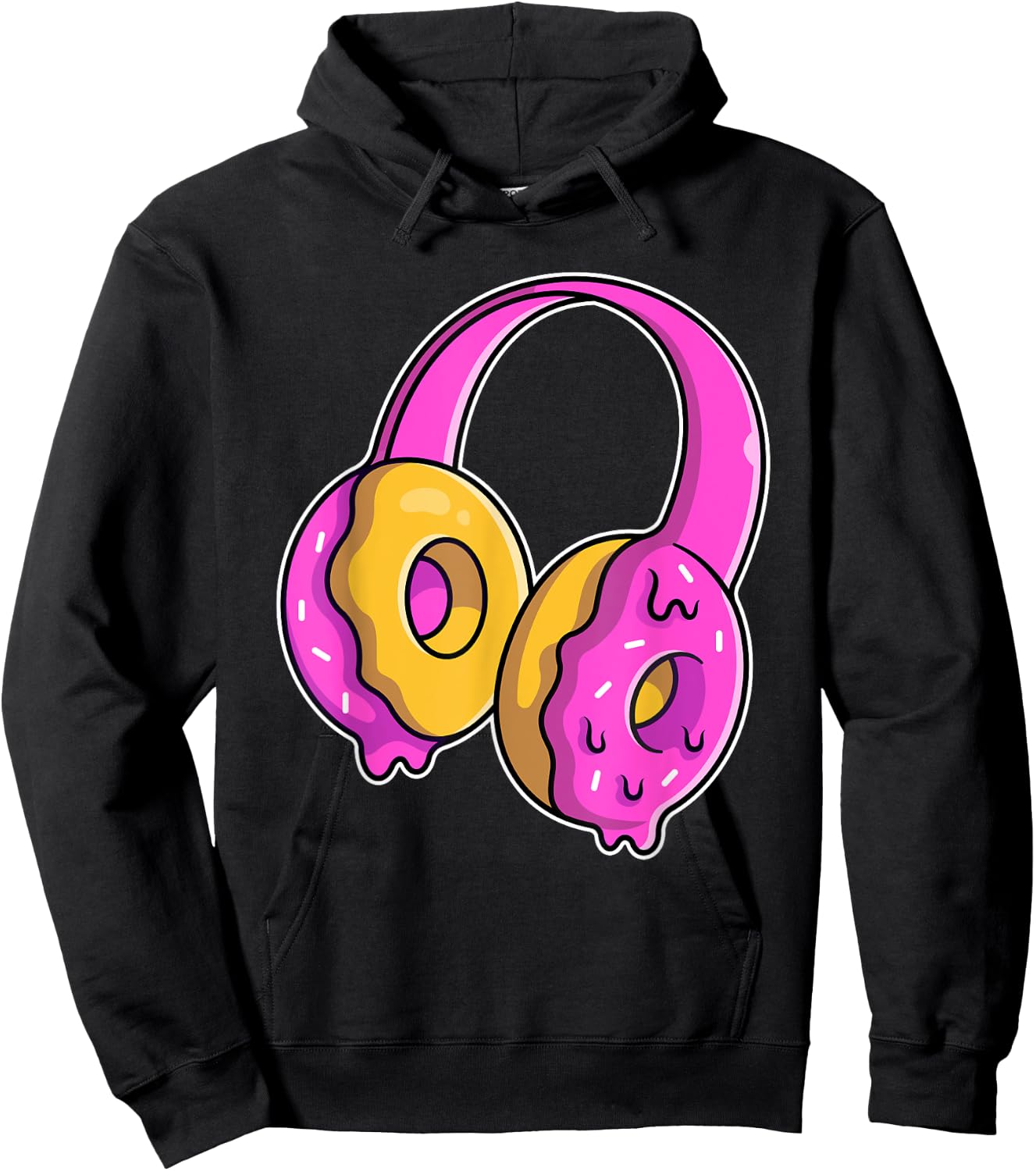 Donuts as headphones for DJ and music Hoodie - Hoodie | Black