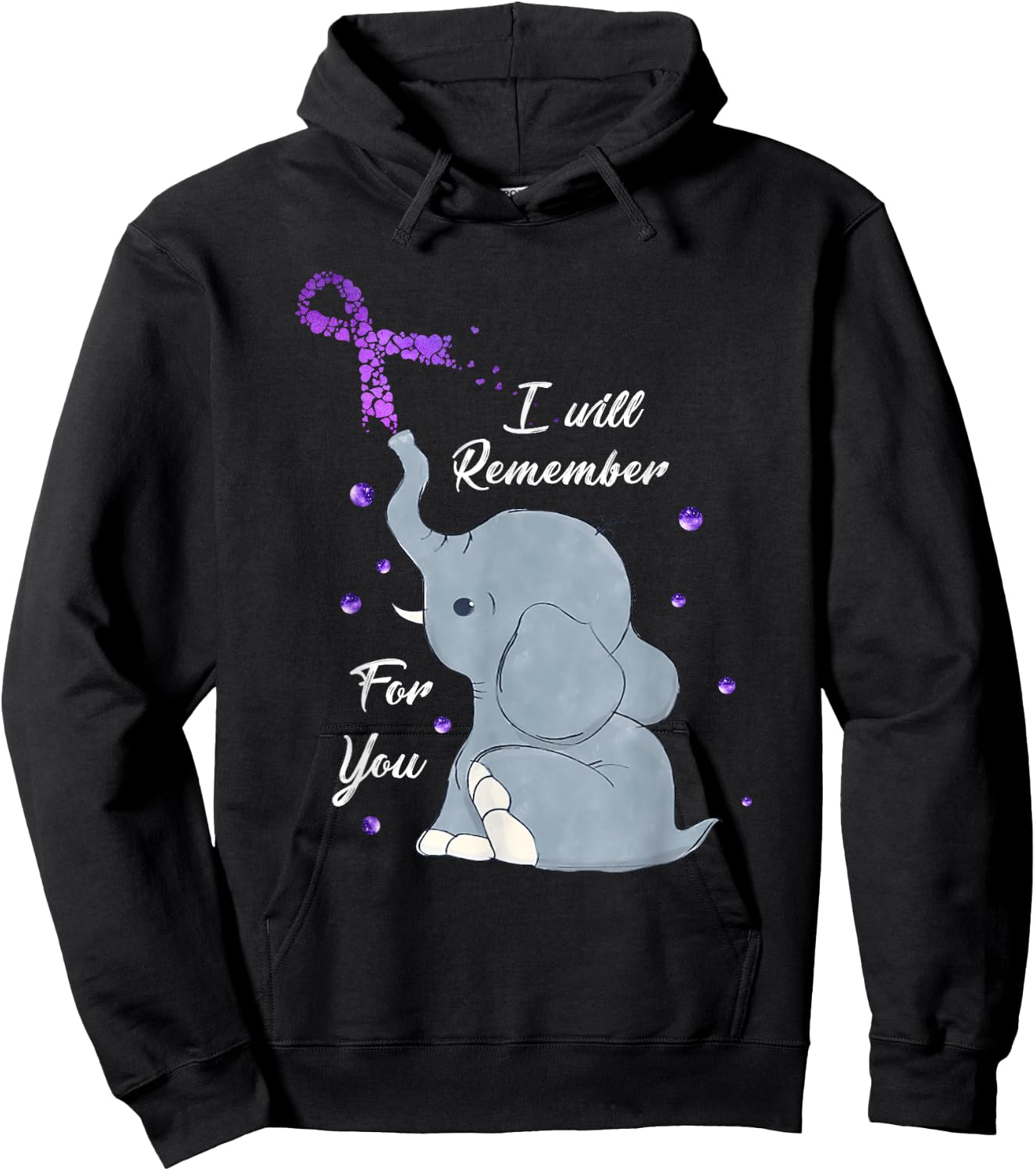 Elephant I Will Remember For You Alzheimer's Awareness Hoodie - Hoodie | Black