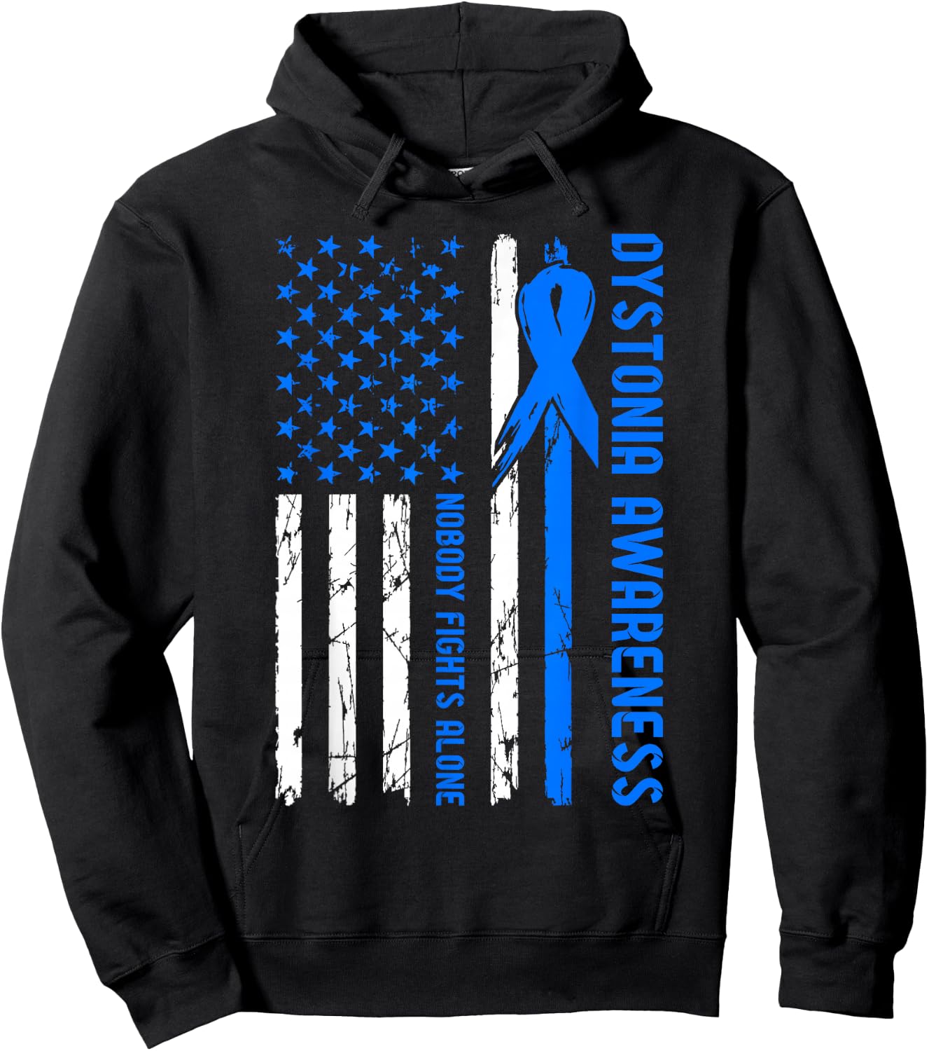 Dystonia Awareness Flag Nobody Fights Alone Hoodie - Hoodie | Black
