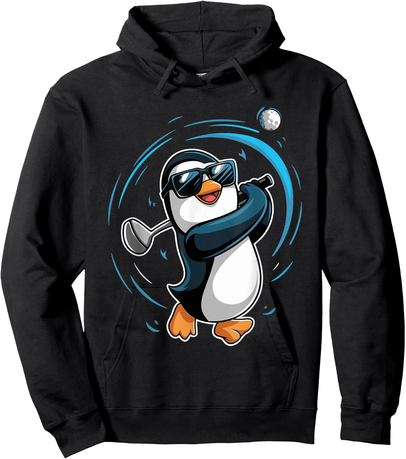 Penguin Playing Golf Sport Animal Cute Penguin Golfer Hoodie - Hoodie | Black