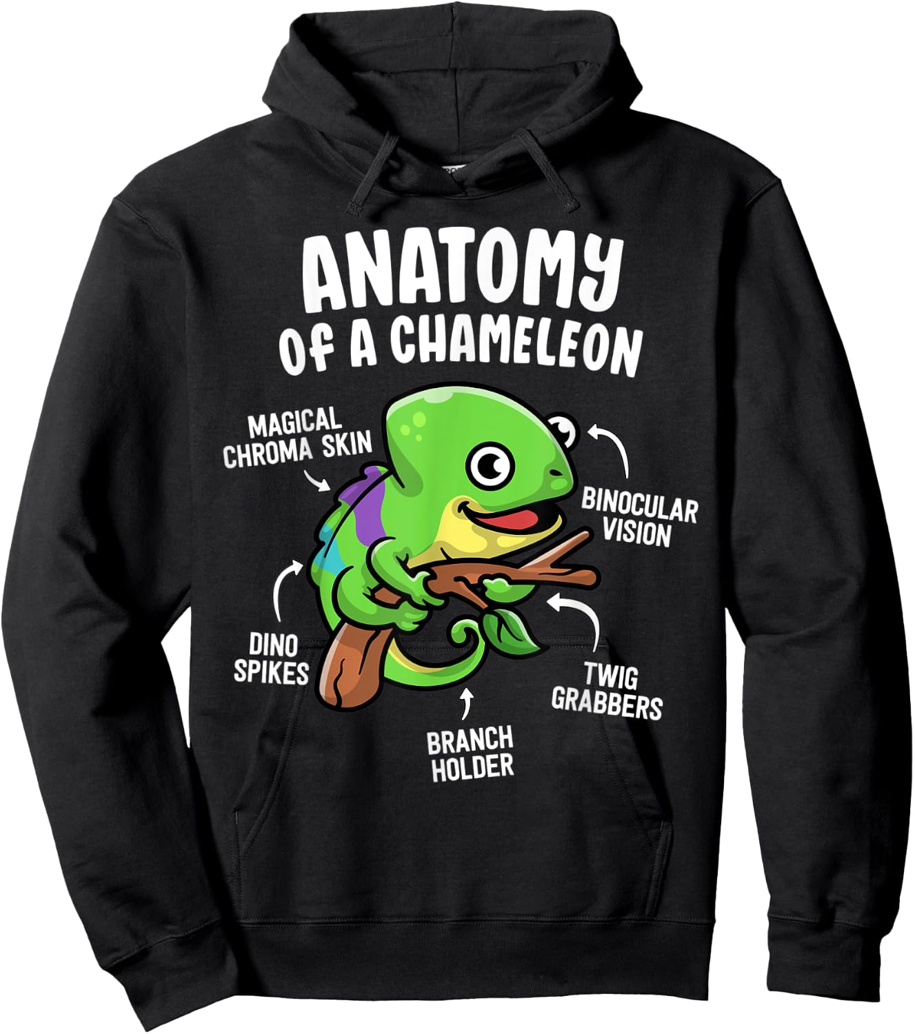 Anatomy Of A Chameleon Funny Reptile Lover Pet Lizard Hoodie - Hoodie | Black