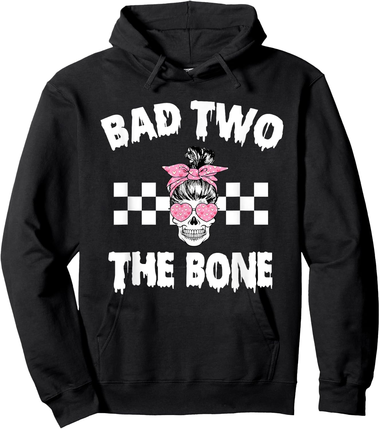 Bad Two The Bone Birthday 2nd Halloween 2 Years Old Girl Hoodie - Hoodie | Black