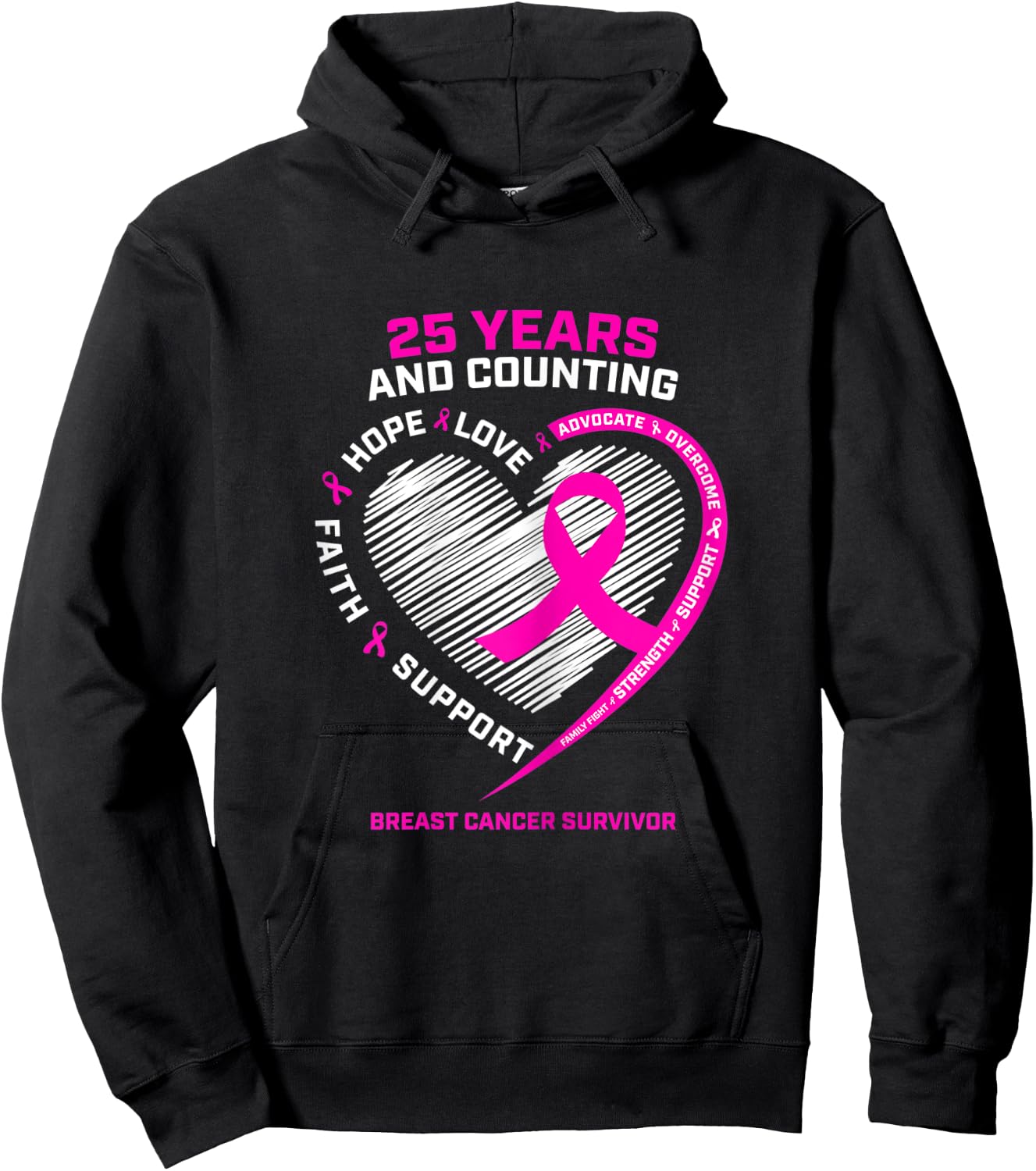 25 Year Survivor Gifts Grandma Mom Breast Cancer Survivor Hoodie - Hoodie | Black