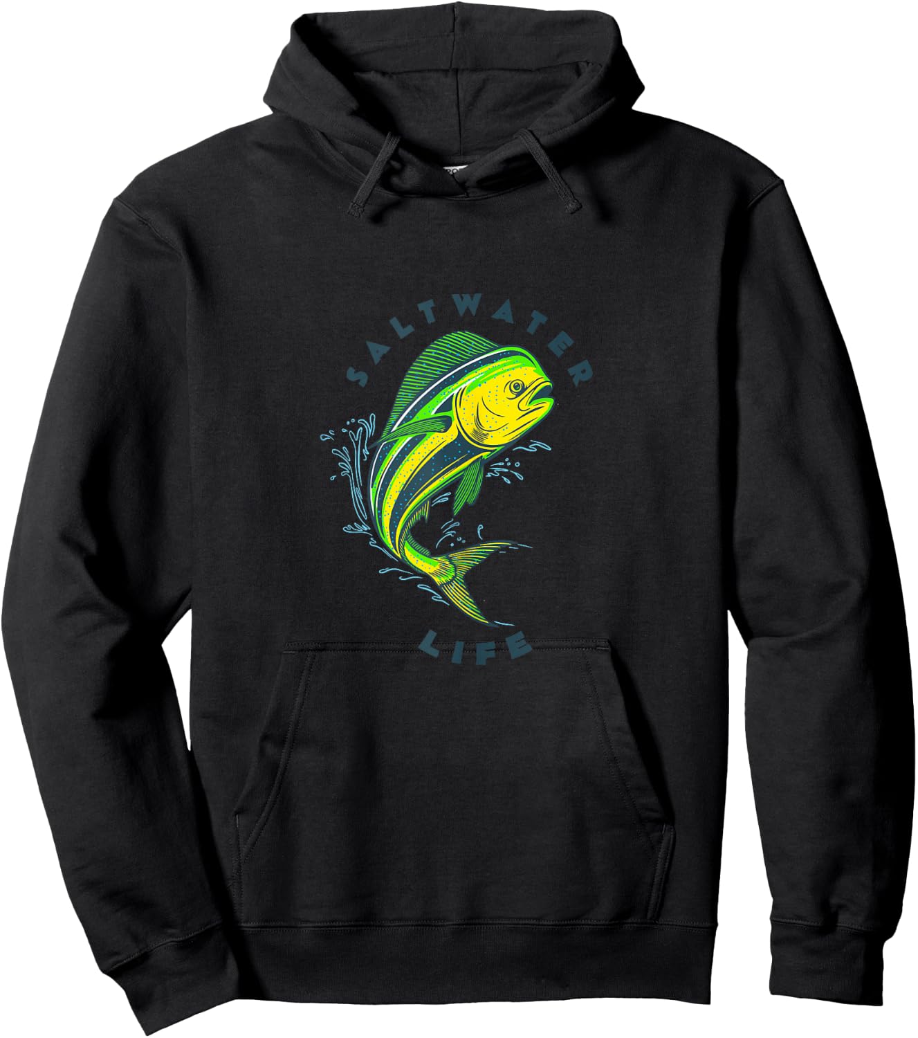Saltwater Life Saltwater Mahi Mahi Jumping Fishing Hoodie - Hoodie | Black