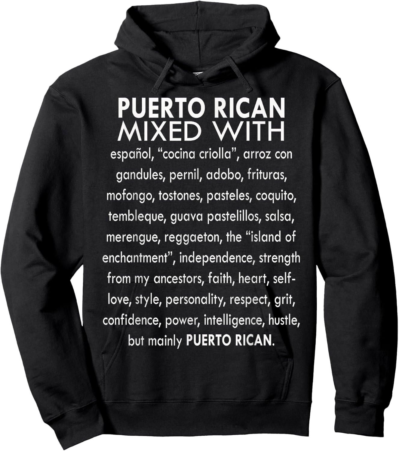 Funny Puerto Rican Mixed With Sarcasm Humor Saying Quote Hoodie - Hoodie | Black
