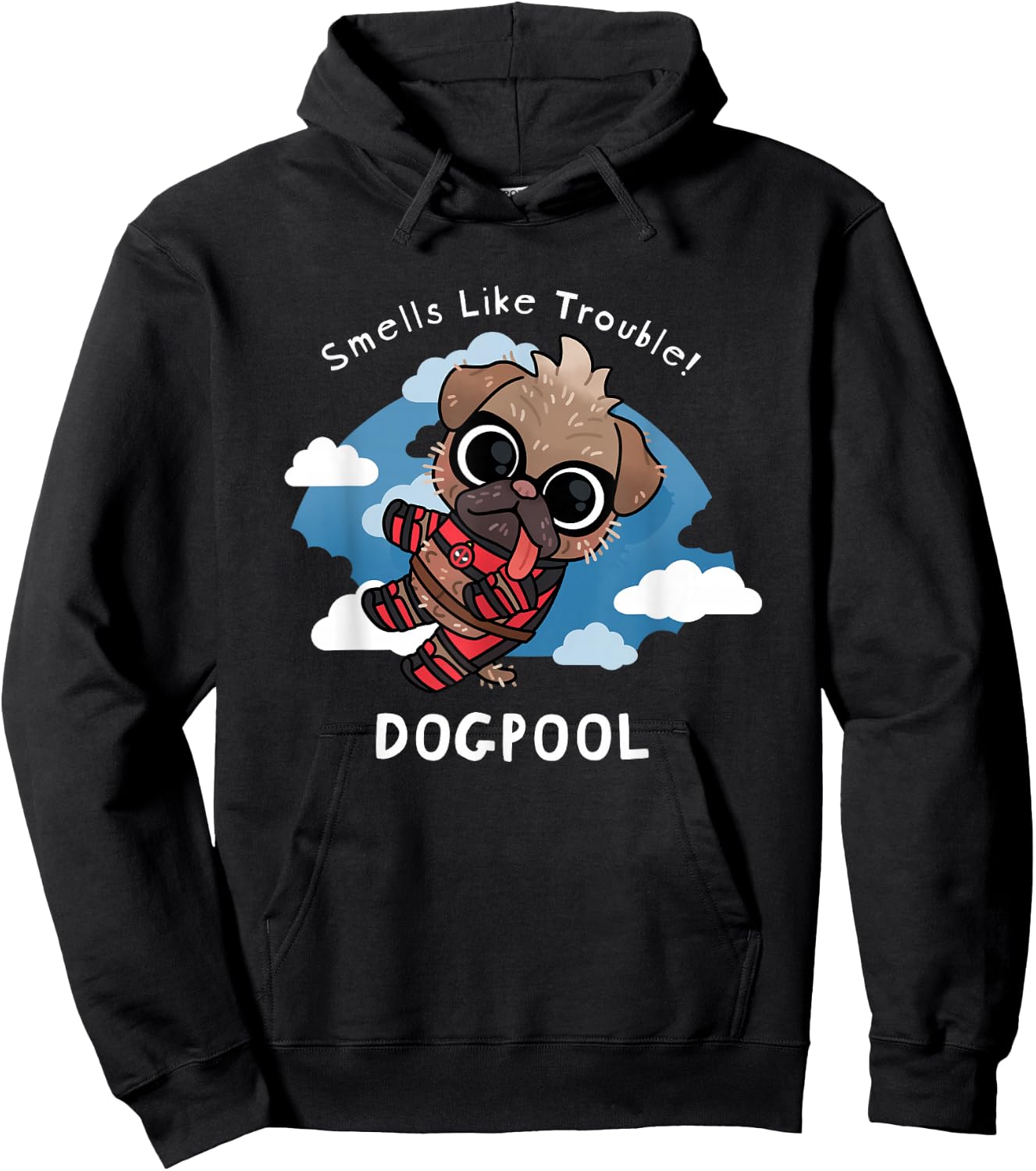 Marvel Deadpool & Wolverine Dogpool Smells Like Trouble Hoodie - Hoodie | Black