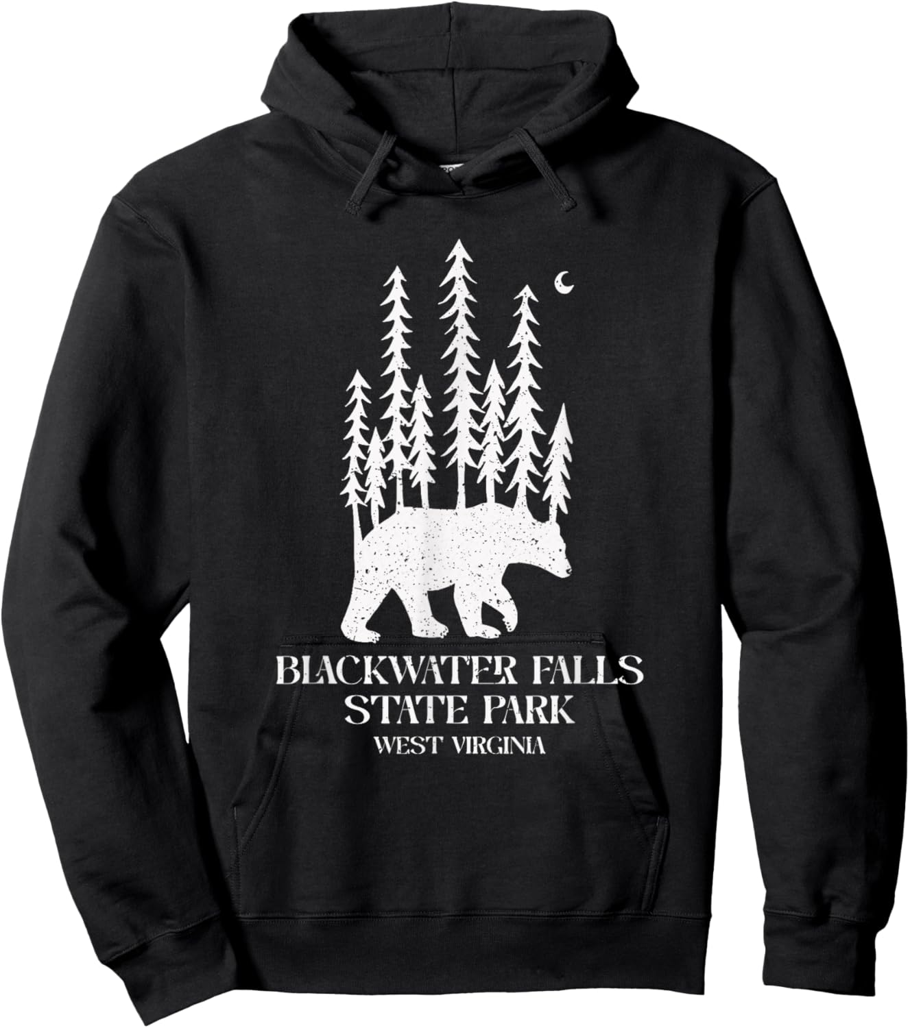 Pine Trees On A Bear Vintage Blackwater Falls West Virginia Hoodie - Hoodie | Black