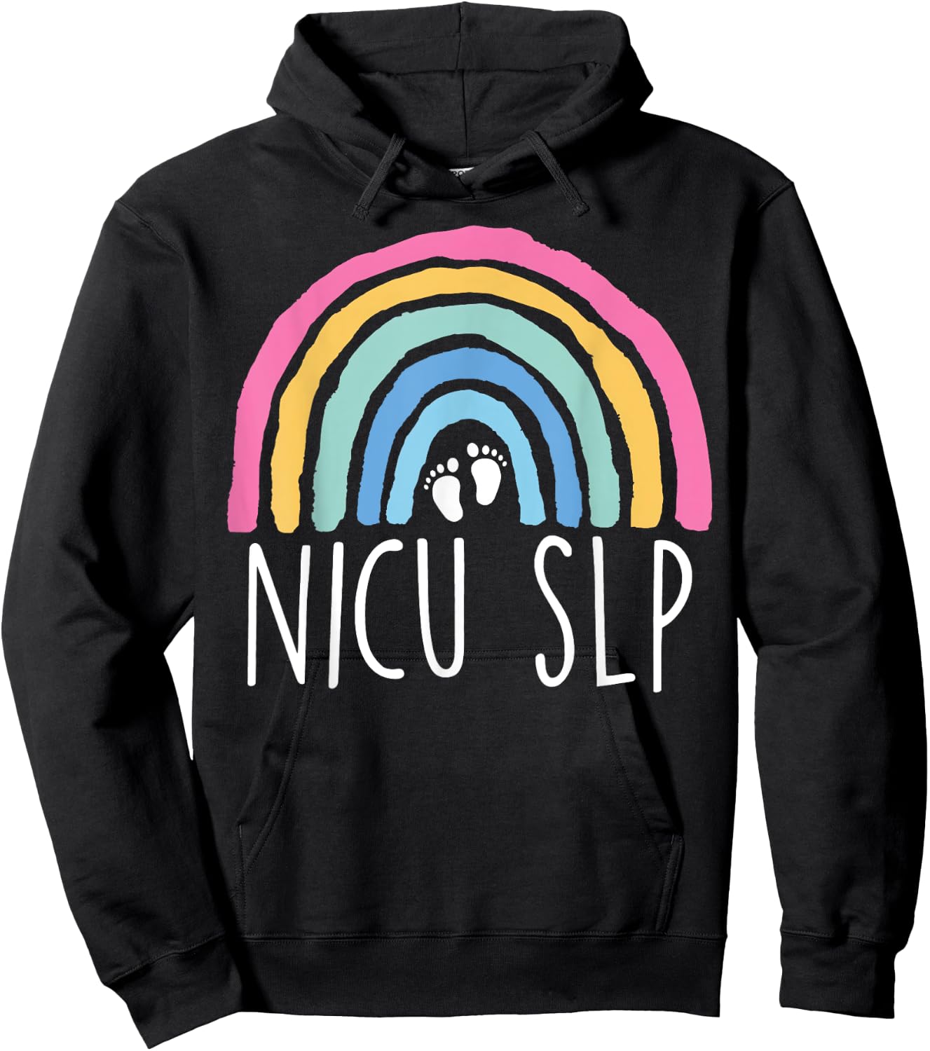 Retro Rainbow Nicu SLP Nurse Speech Language Pathology Nicu Hoodie - Hoodie | Black
