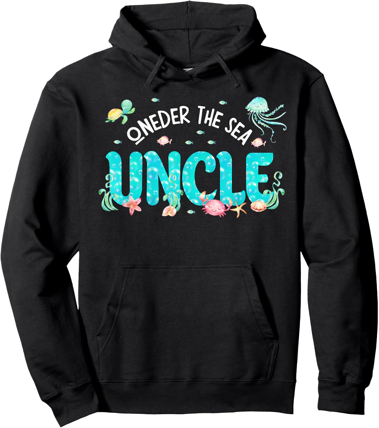 Under Sea Uncle Birthday Girl Boy Matching Family Party Hoodie - Hoodie | Black