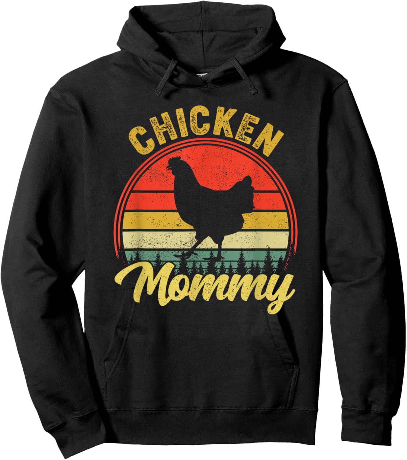 Chicken Mommy Retro 70s 80s Funny Chicken Mom Mothers Day Hoodie - Hoodie | Black