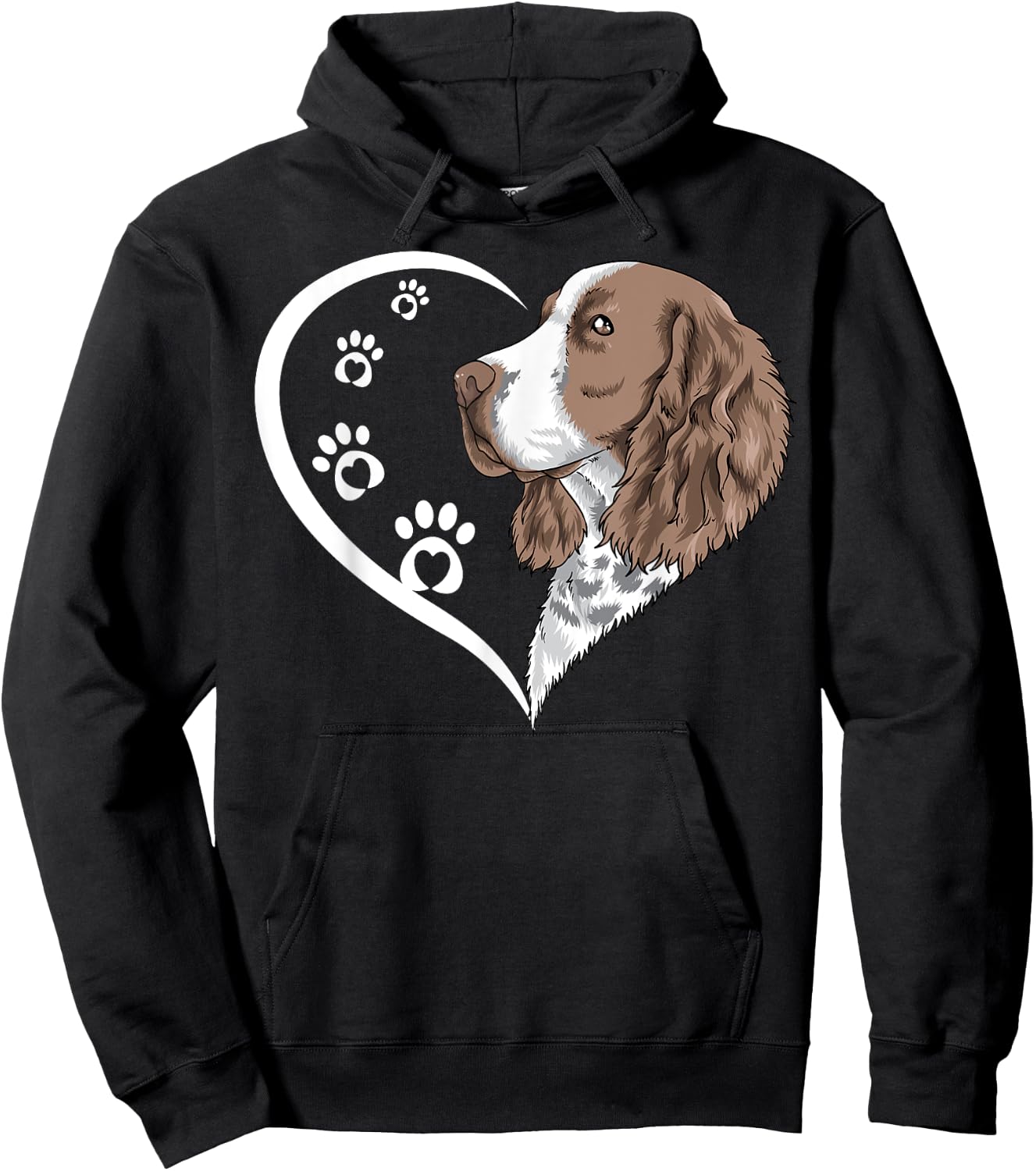 English Springer Spaniel Shirts Girls Kids Heart Hoodie - Hoodie | Black