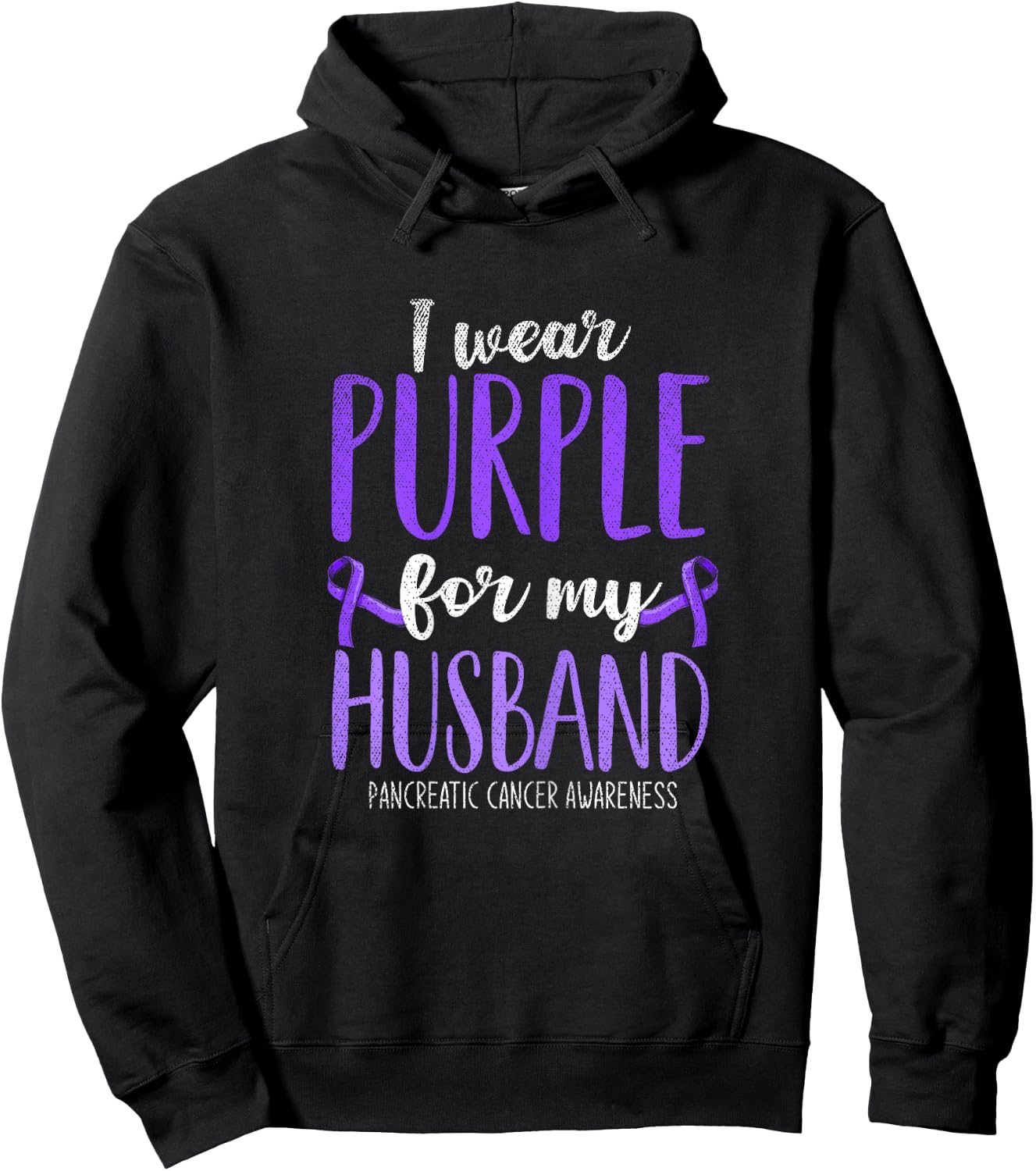 I Wear Purple For My Husband Pancreatic Cancer Awareness Hoodie - Hoodie | Black