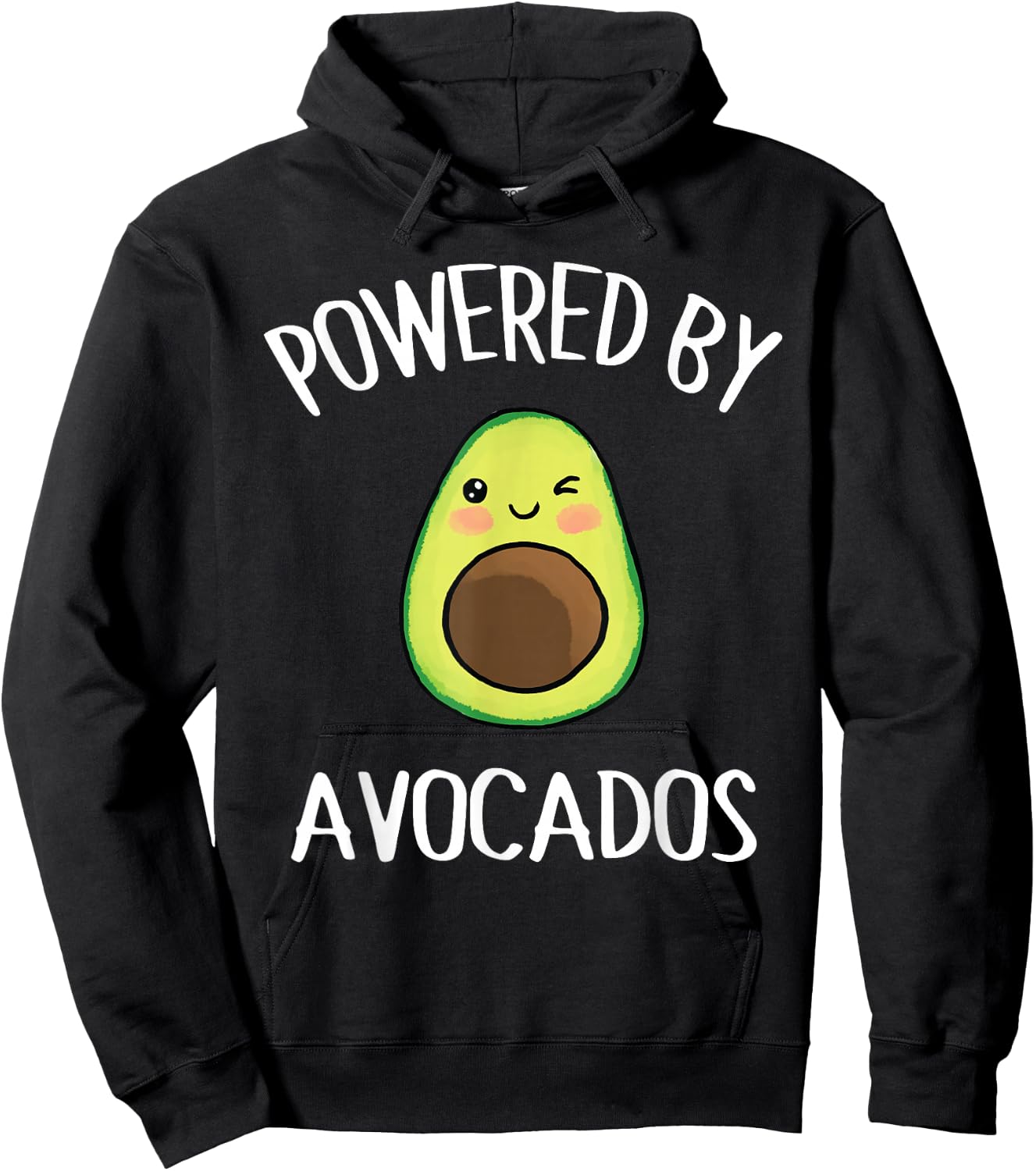 Powered By Avocados Funny Avocado Vegan Fruit Lovers Outfit Hoodie - Hoodie | Black