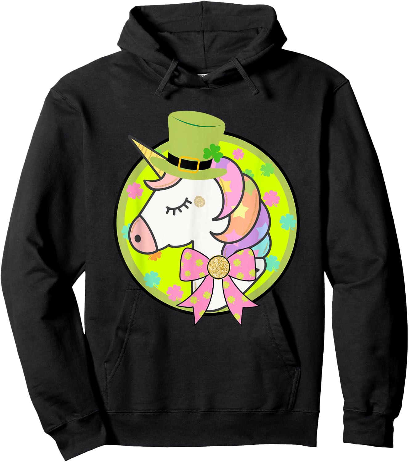 St. Patricks Day Magical Unicorn Shrit Hoodie - Hoodie | Black