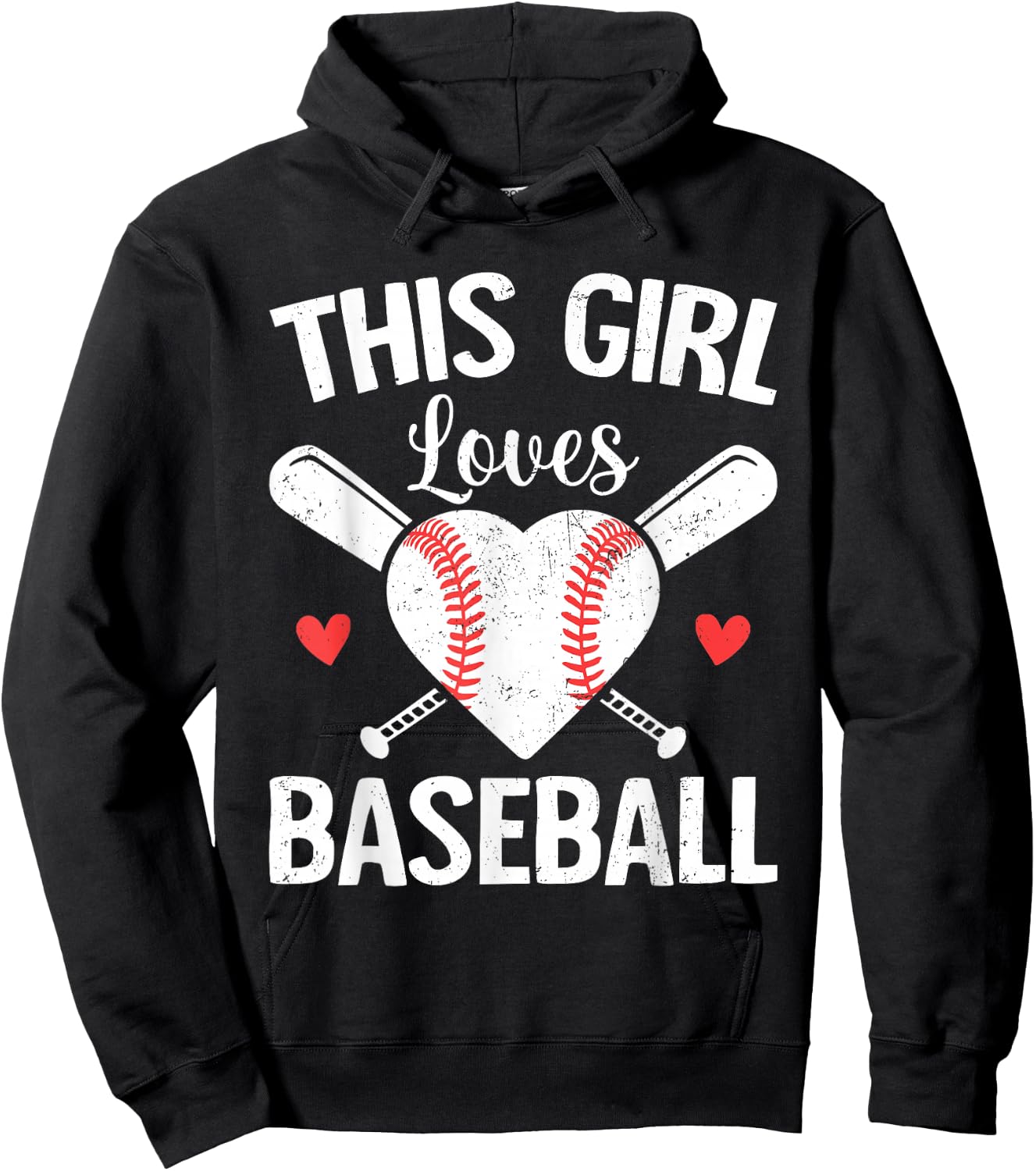 This Girl Loves Baseball Cute Baseball Girl Women Hoodie - Hoodie | Black