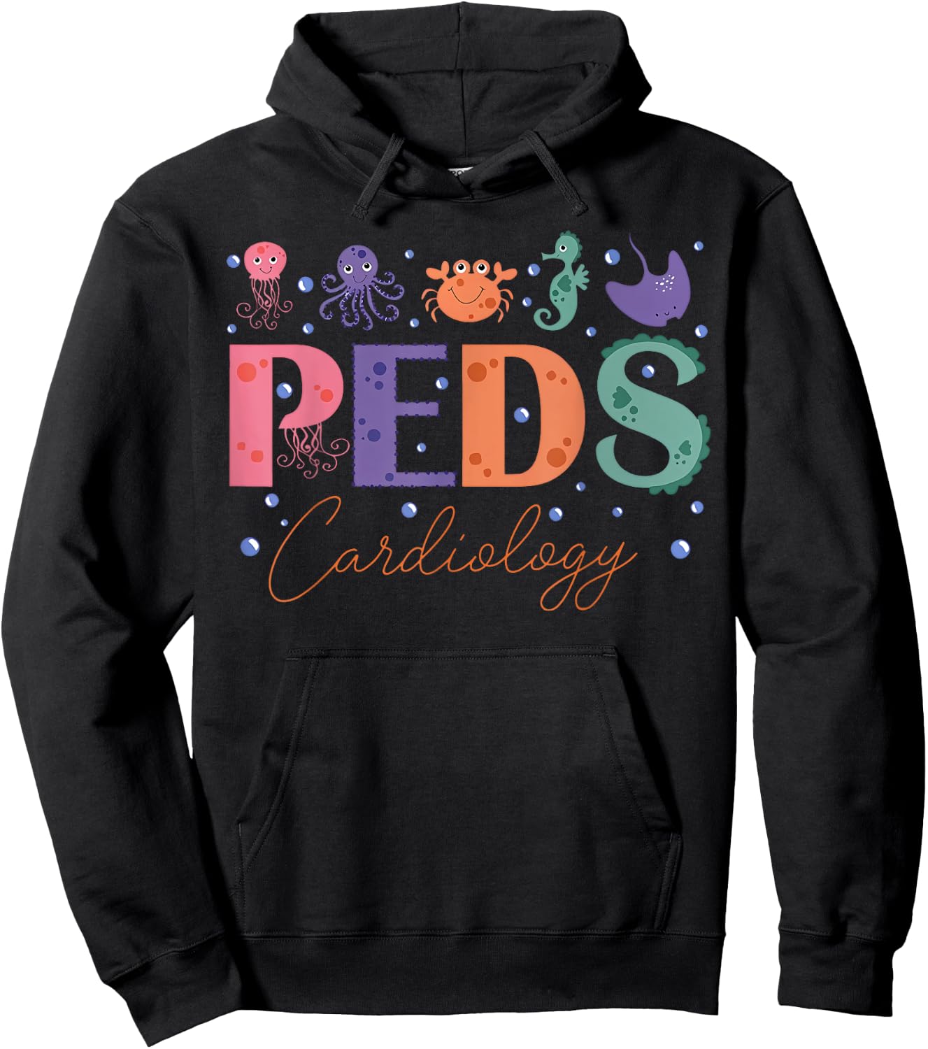 PEDS Cardiology Sea Animal Pediatric Cardiac PEDS CVICU Hoodie - Hoodie | Black