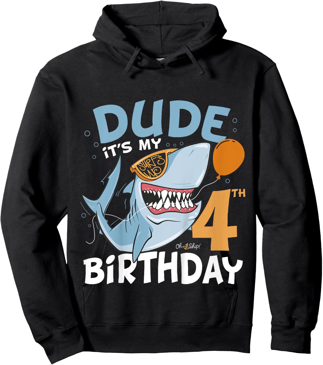 Kids Dude it's my 4th Birthday - 4th Shark Birthday Boy 4th Hoodie - Hoodie | Black