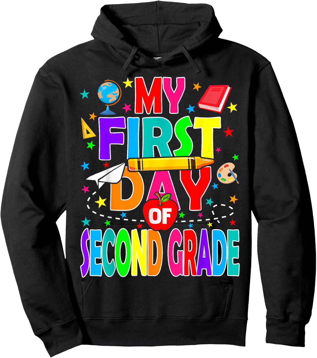 My First Day of Second Grade Back to School Boys Kids Hoodie - Hoodie | Black